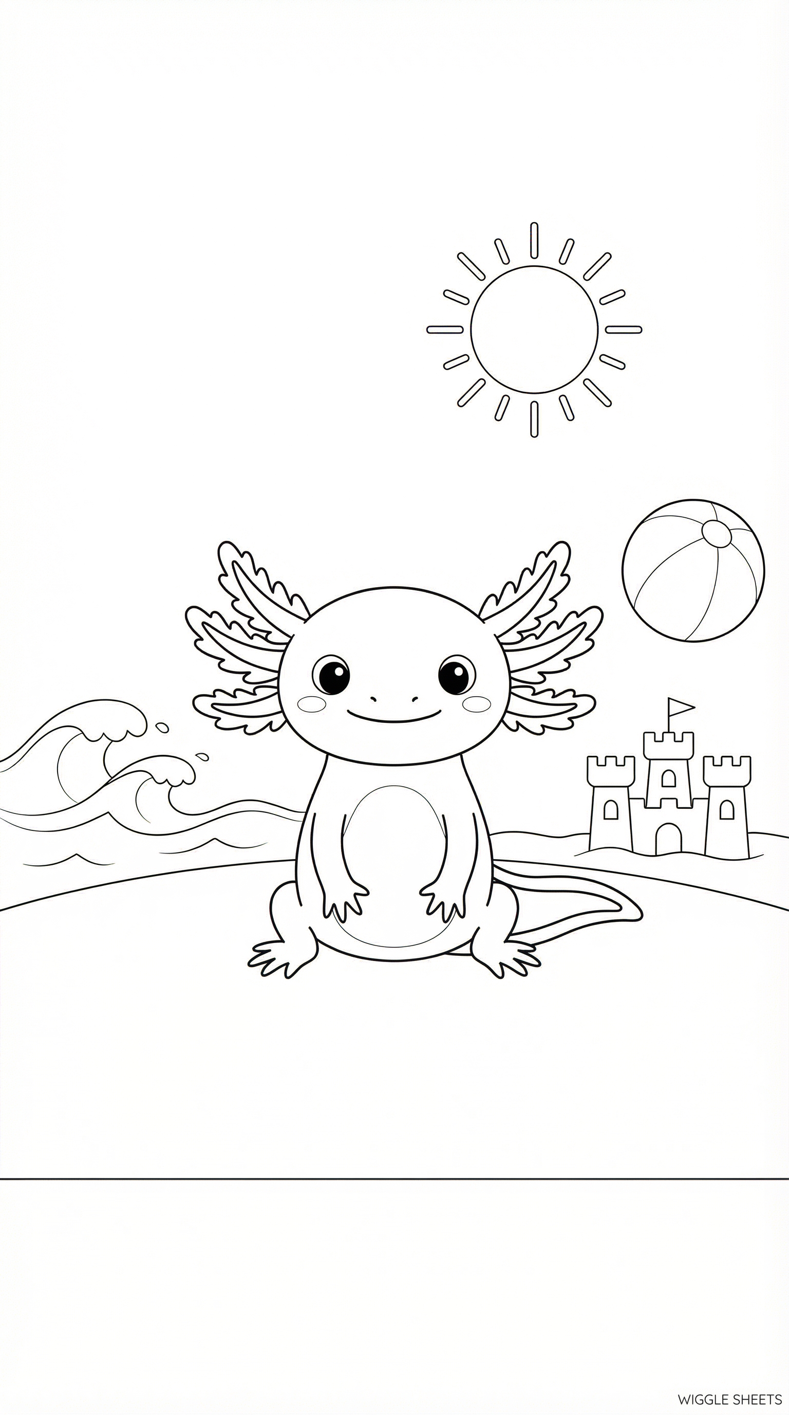 Axolotl Beach Coloring Page