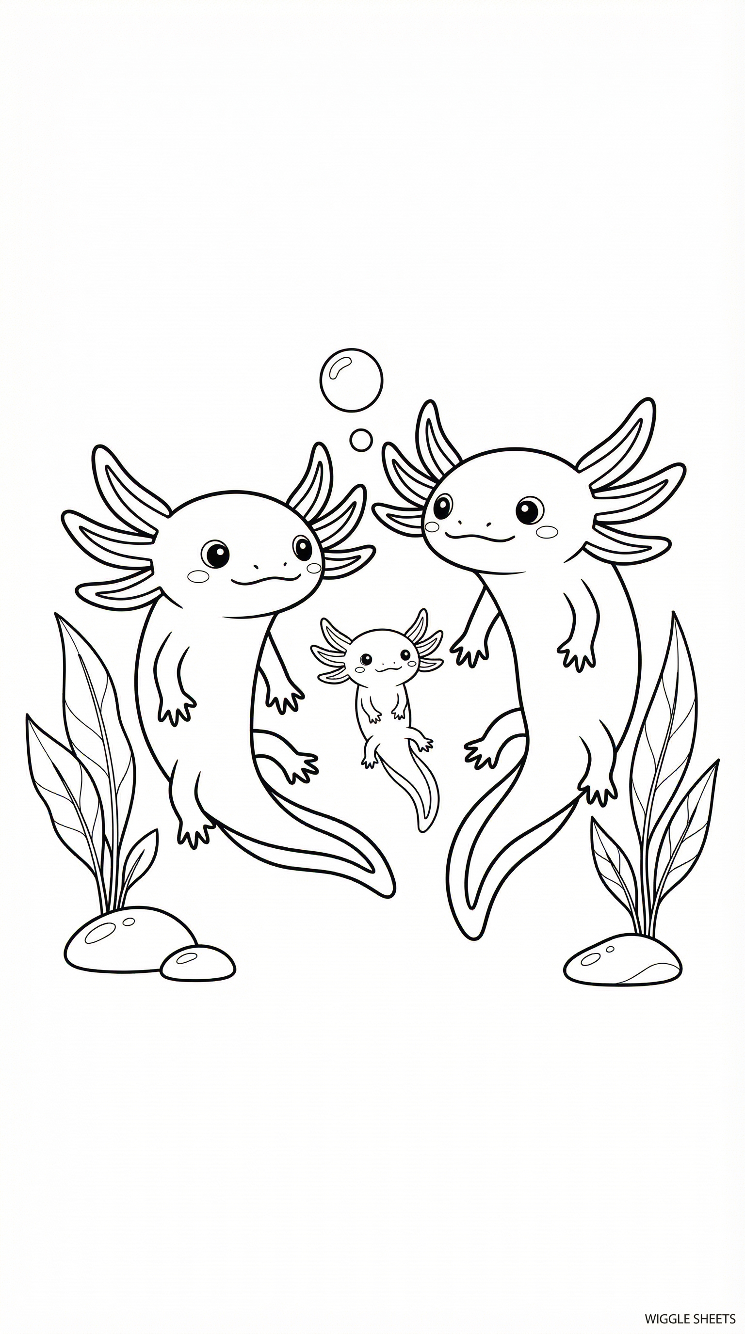 Axolotl Family Coloring Page
