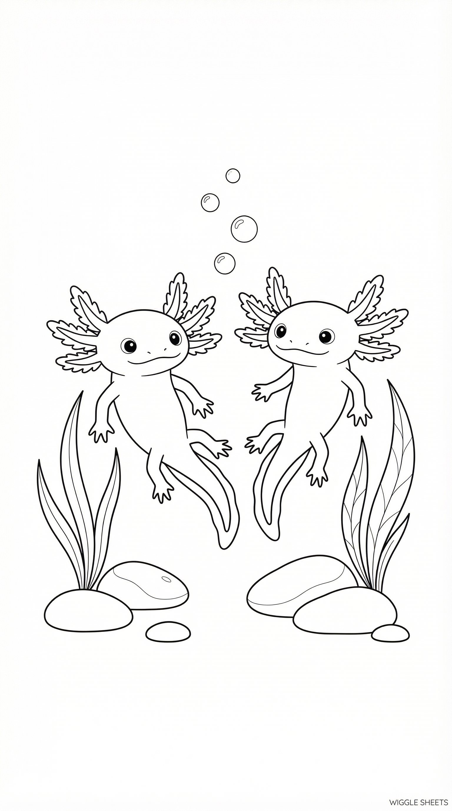 Axolotl Friends Coloring Page