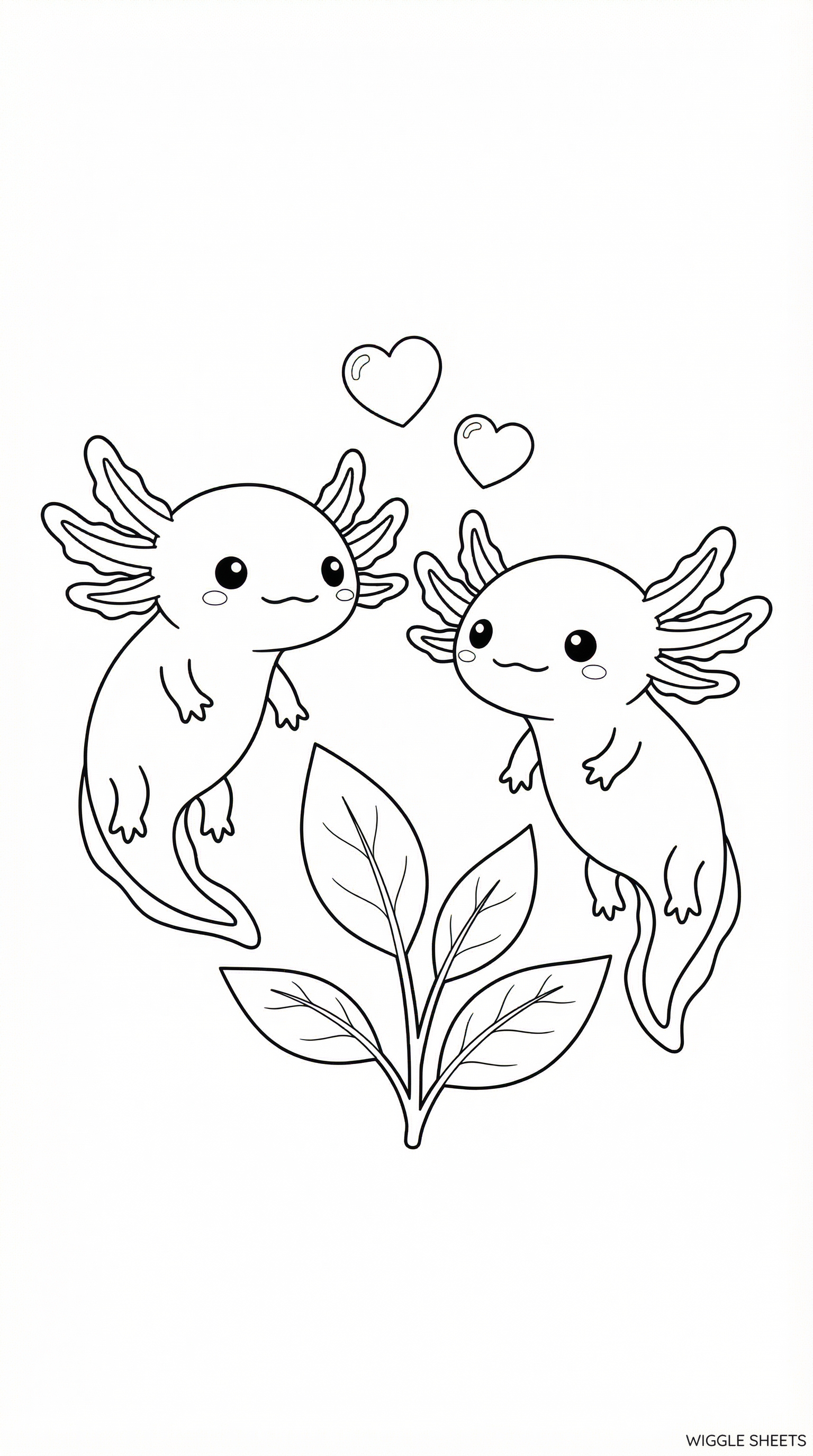 Axolotl Love Coloring Page