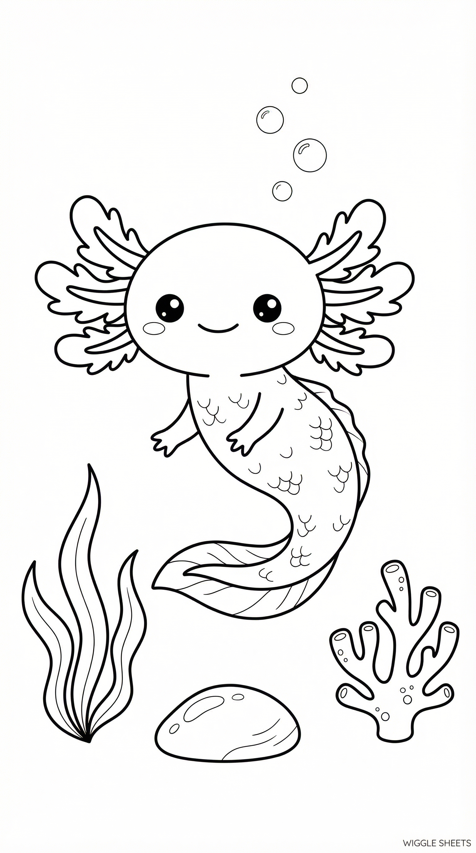 Axolotl Mermaid Coloring Page