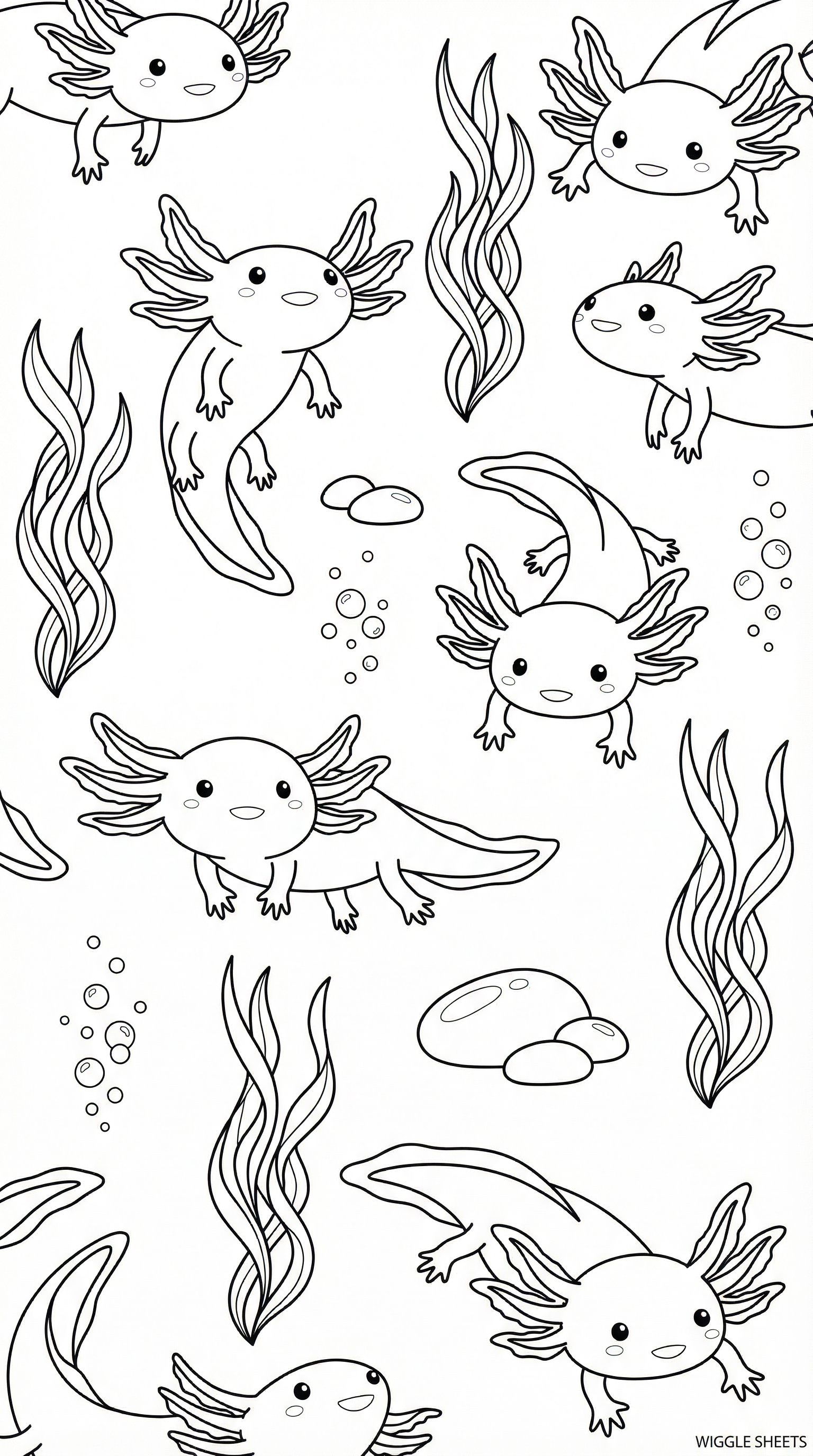 Axolotl Pattern Coloring Page