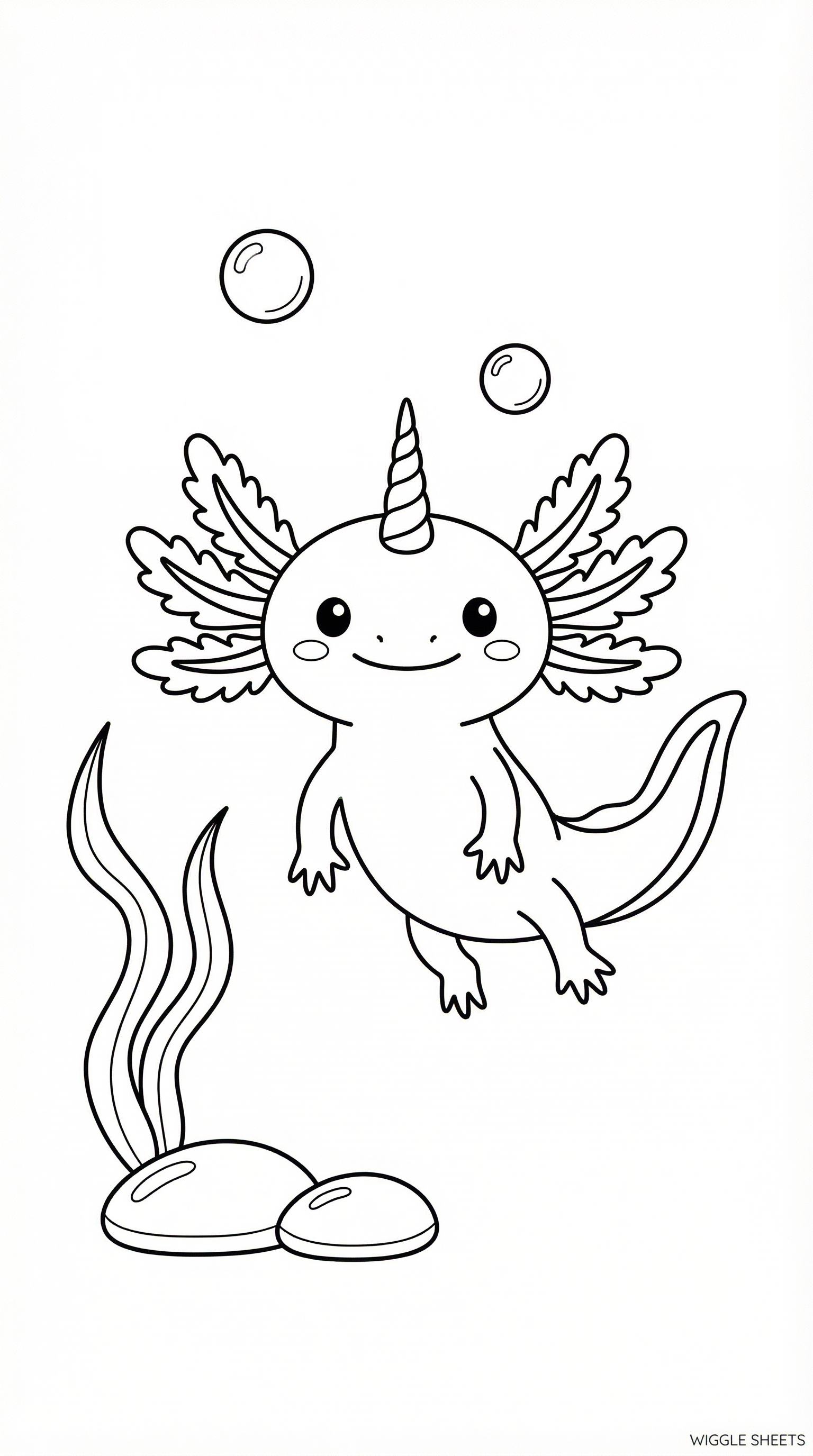 Axolotl Unicorn Coloring Page