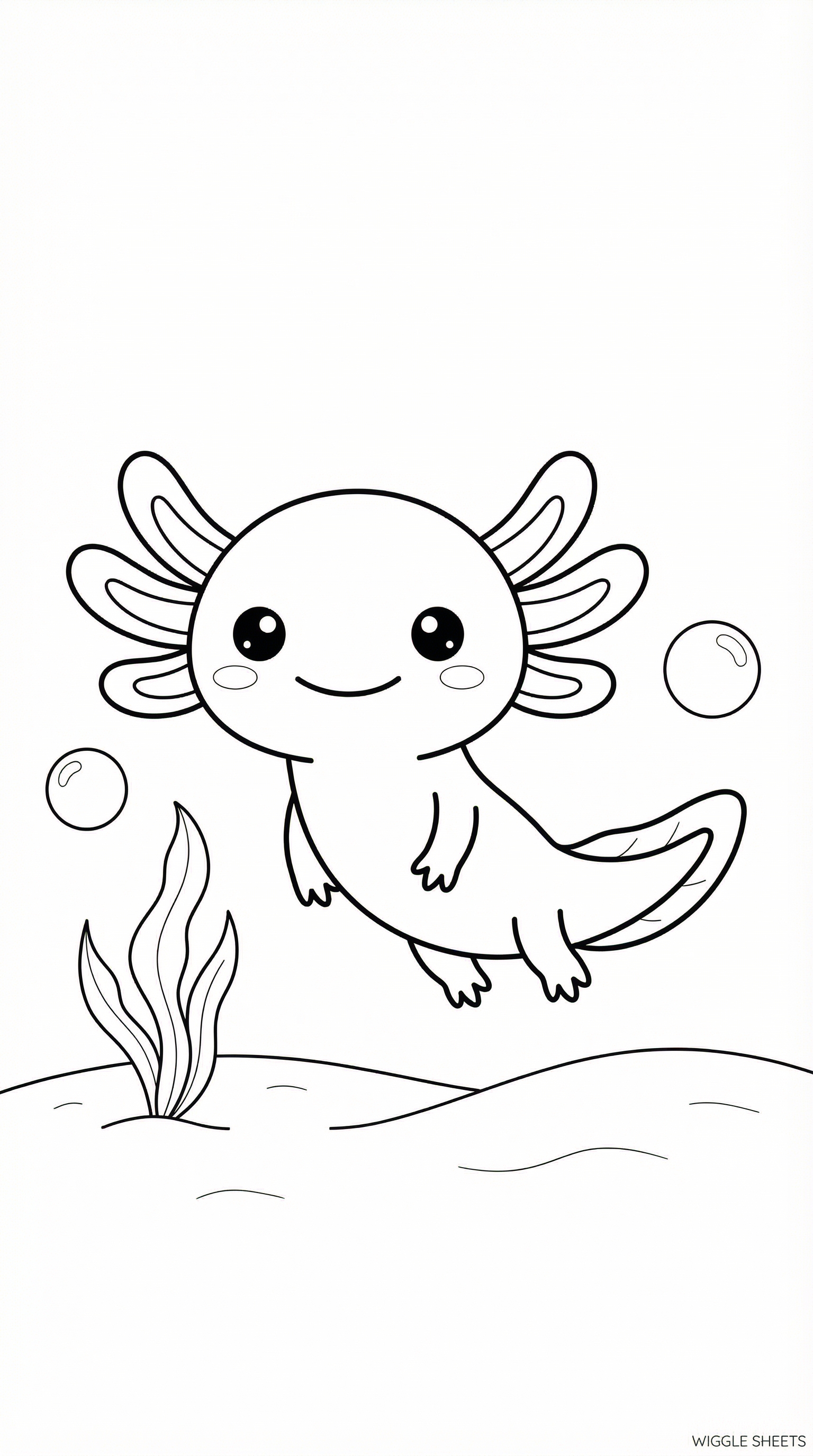 Axolotl with Bubbles Coloring Page