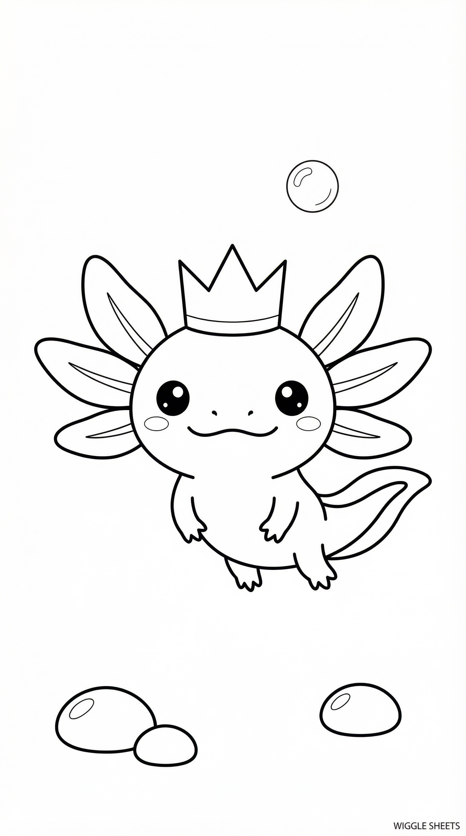 Axolotl with Crown Coloring Page