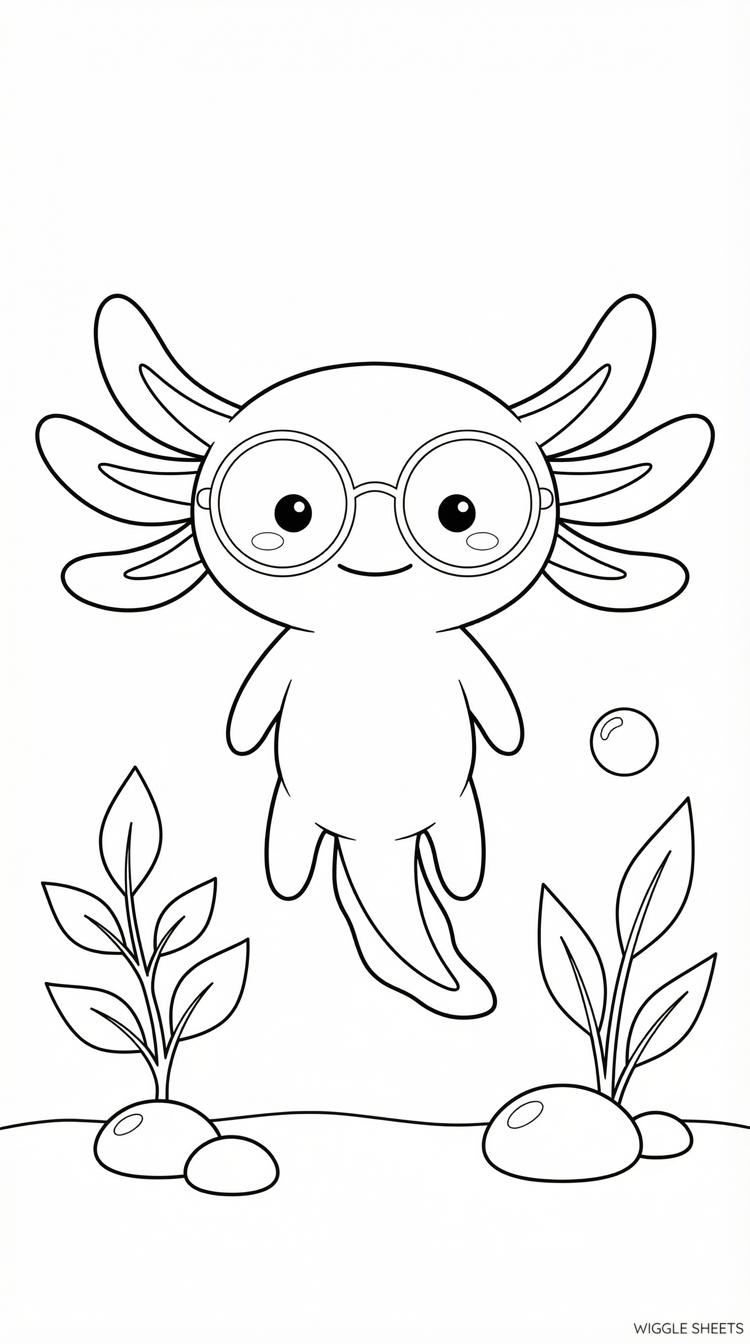 Axolotl with Glasses Coloring Page