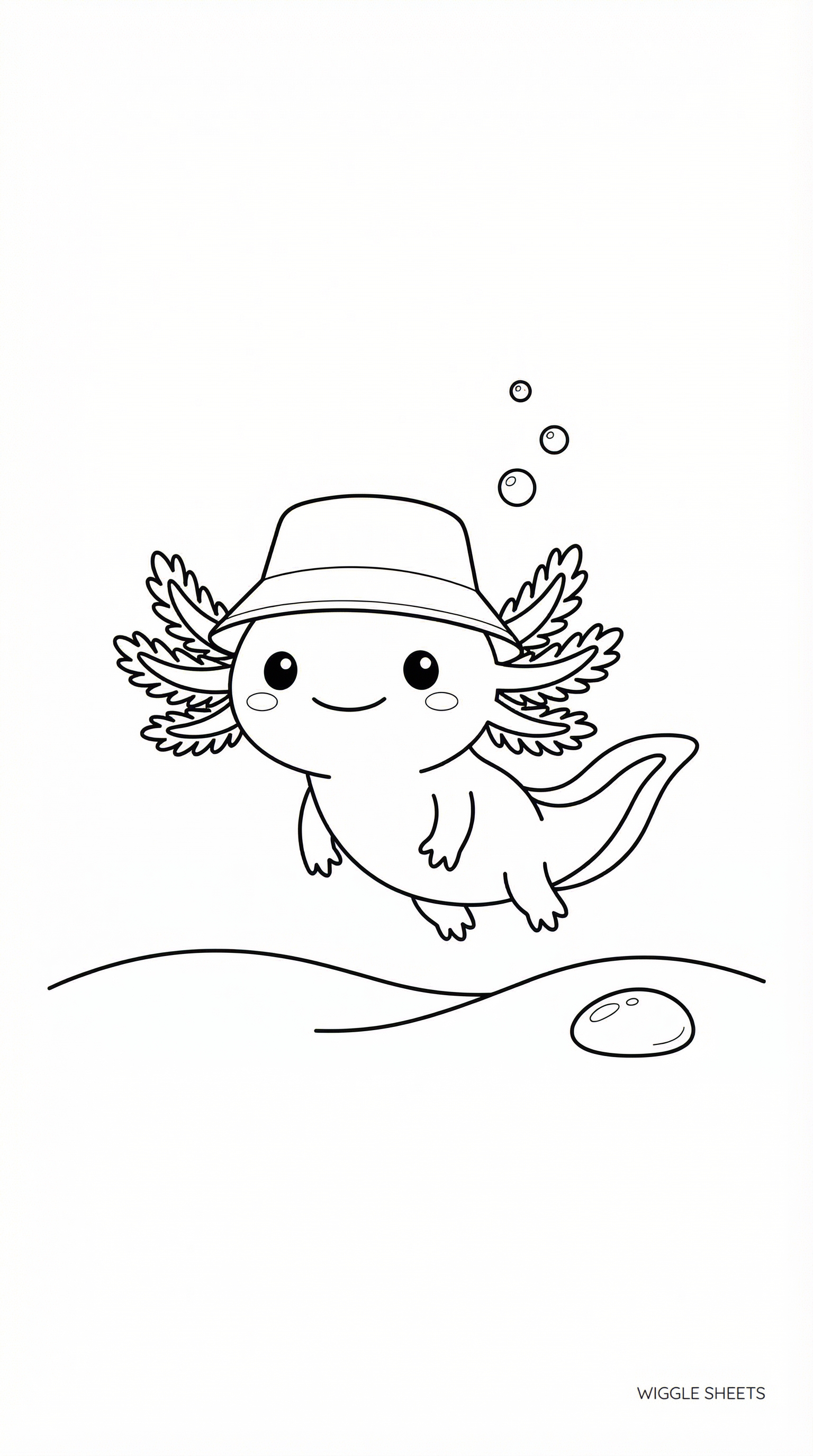 Axolotl with Hat Coloring Page