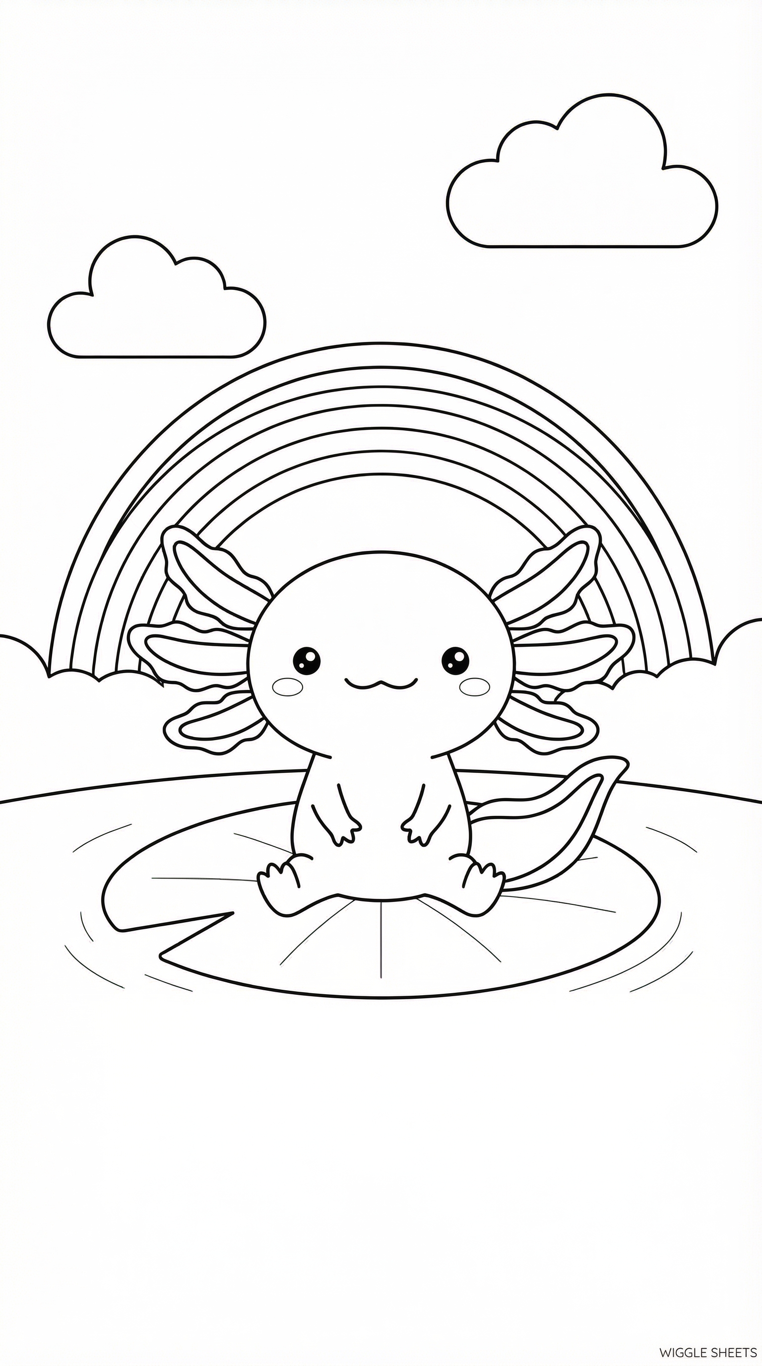 Axolotl with Rainbow Coloring Page