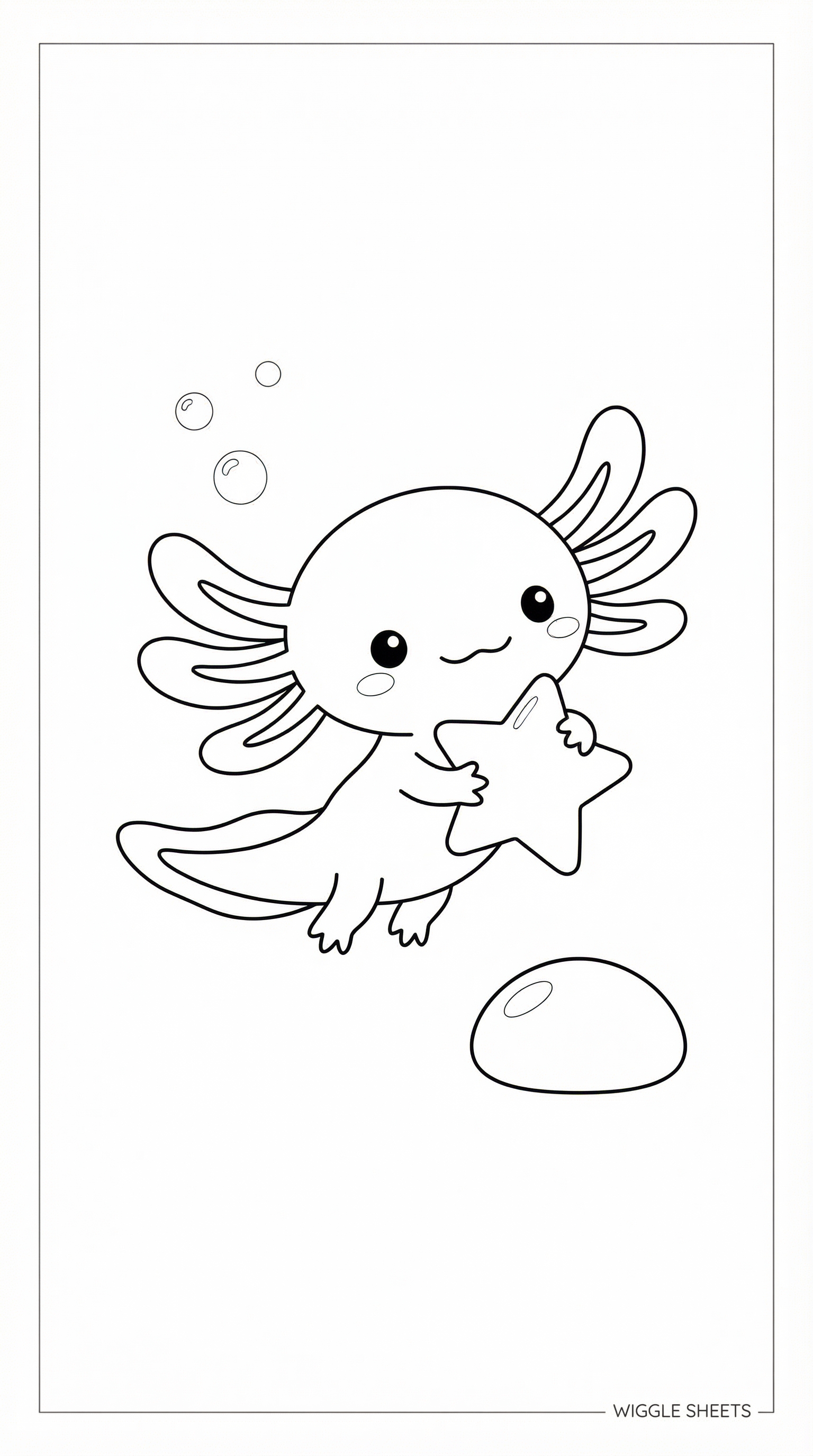 Axolotl with Star Coloring Page