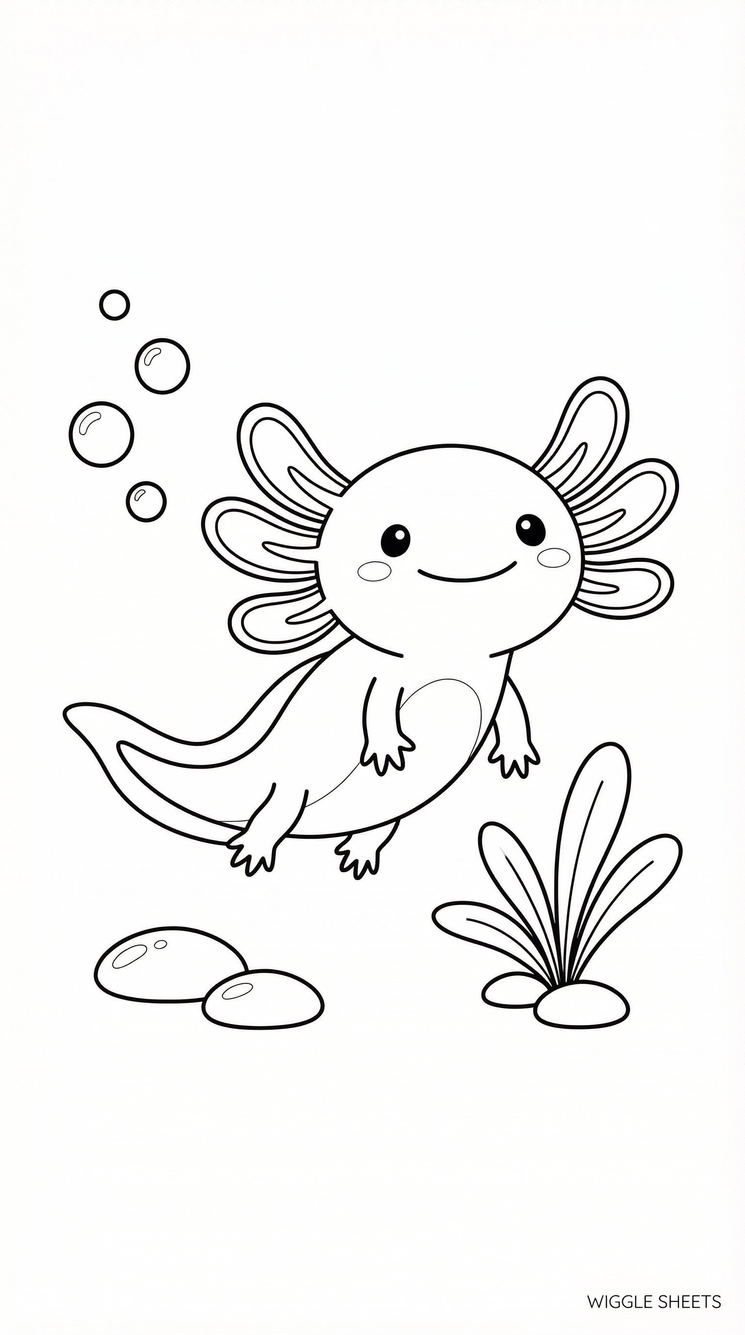 Happy Axolotl Coloring Page