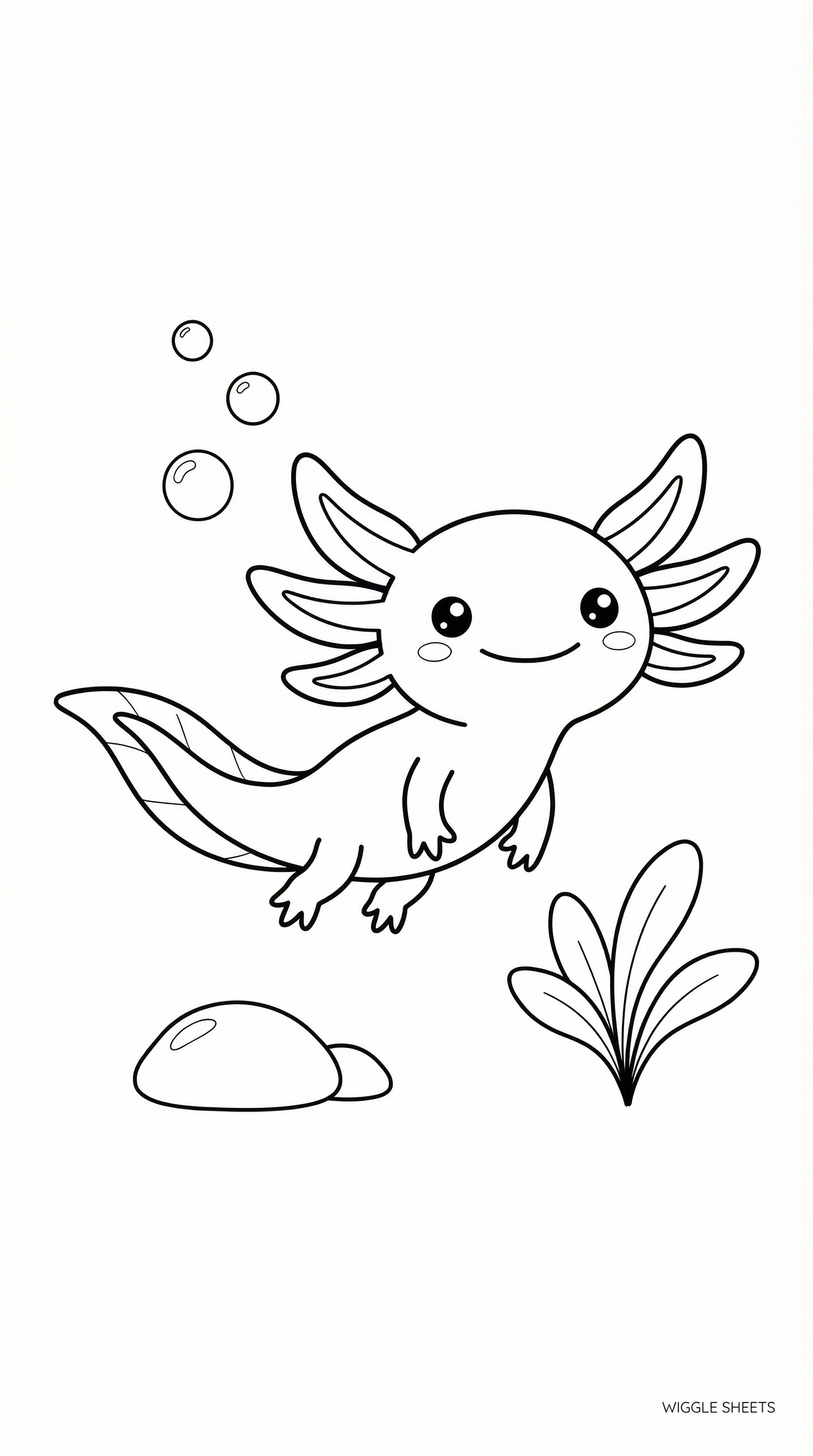 Kawaii Axolotl Coloring Page