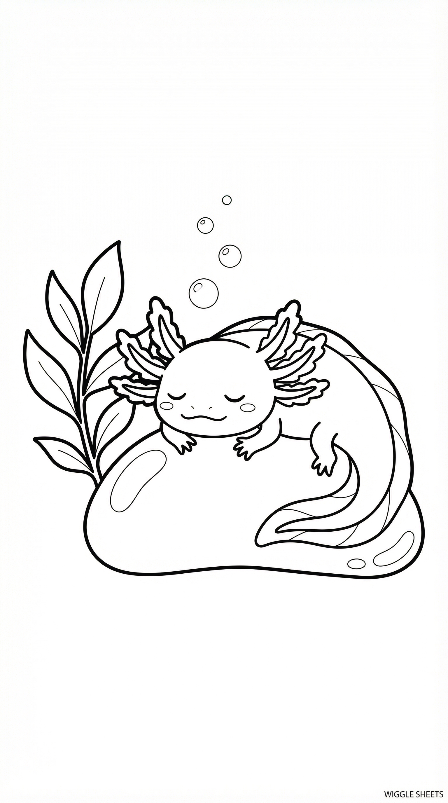 Sleeping Axolotl Coloring Page