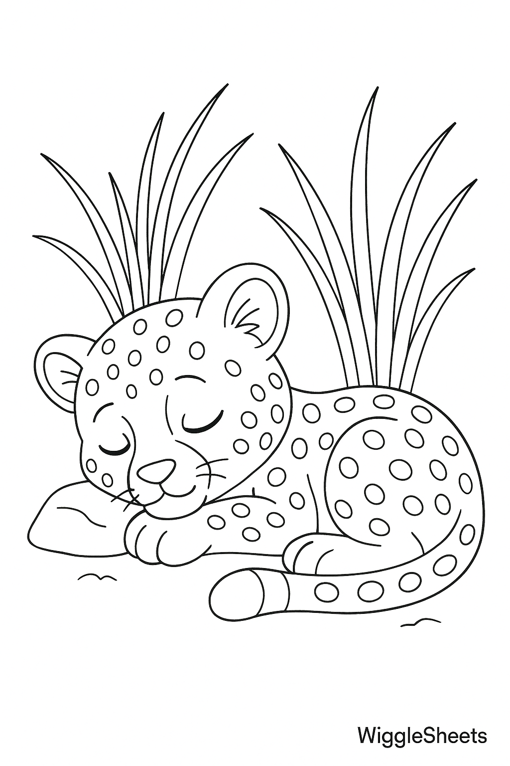 Cheetah Cub Safari Nap Coloring Page