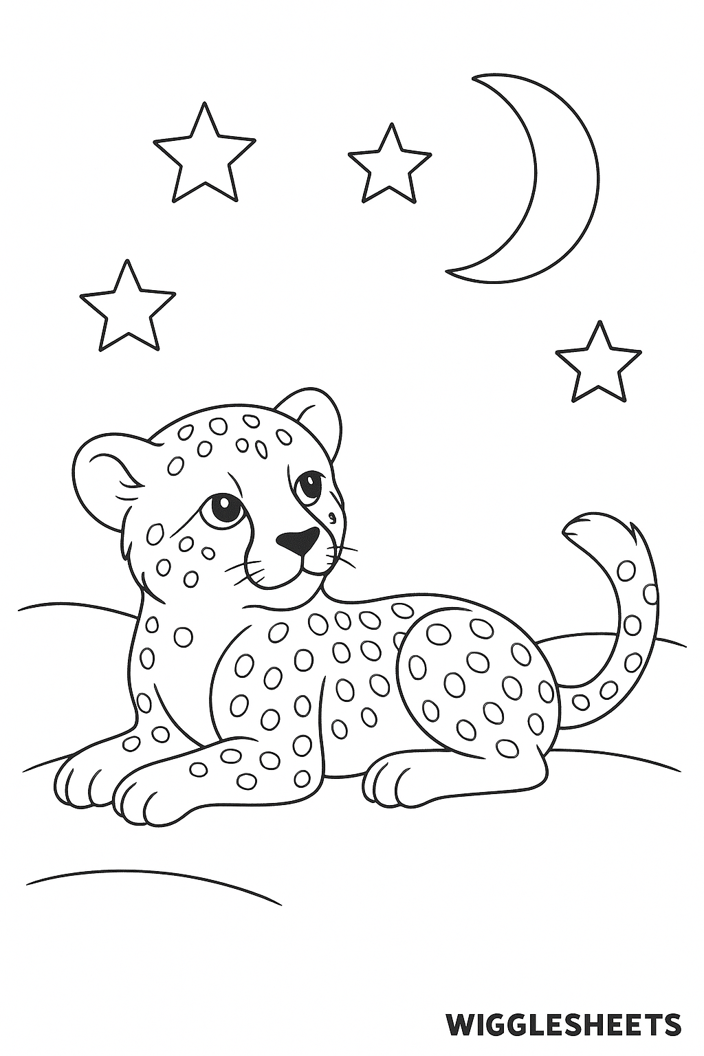 Cheetah Cub Star Gaze Coloring Page