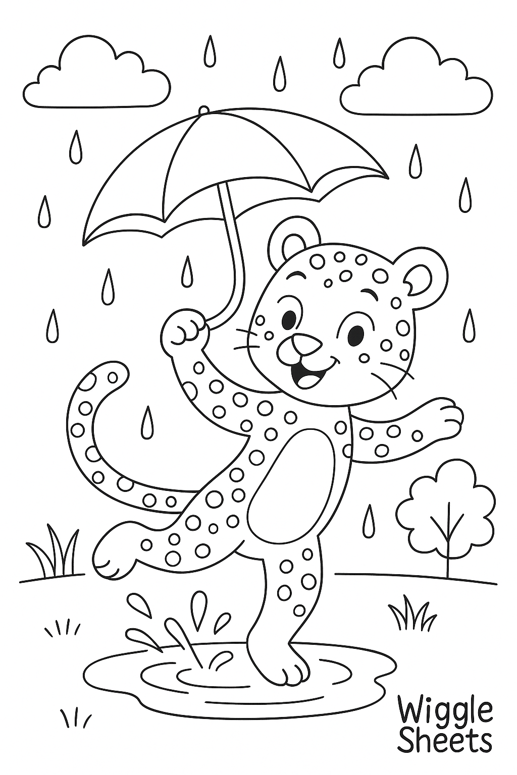 Cheetah Rain Dance Coloring Page