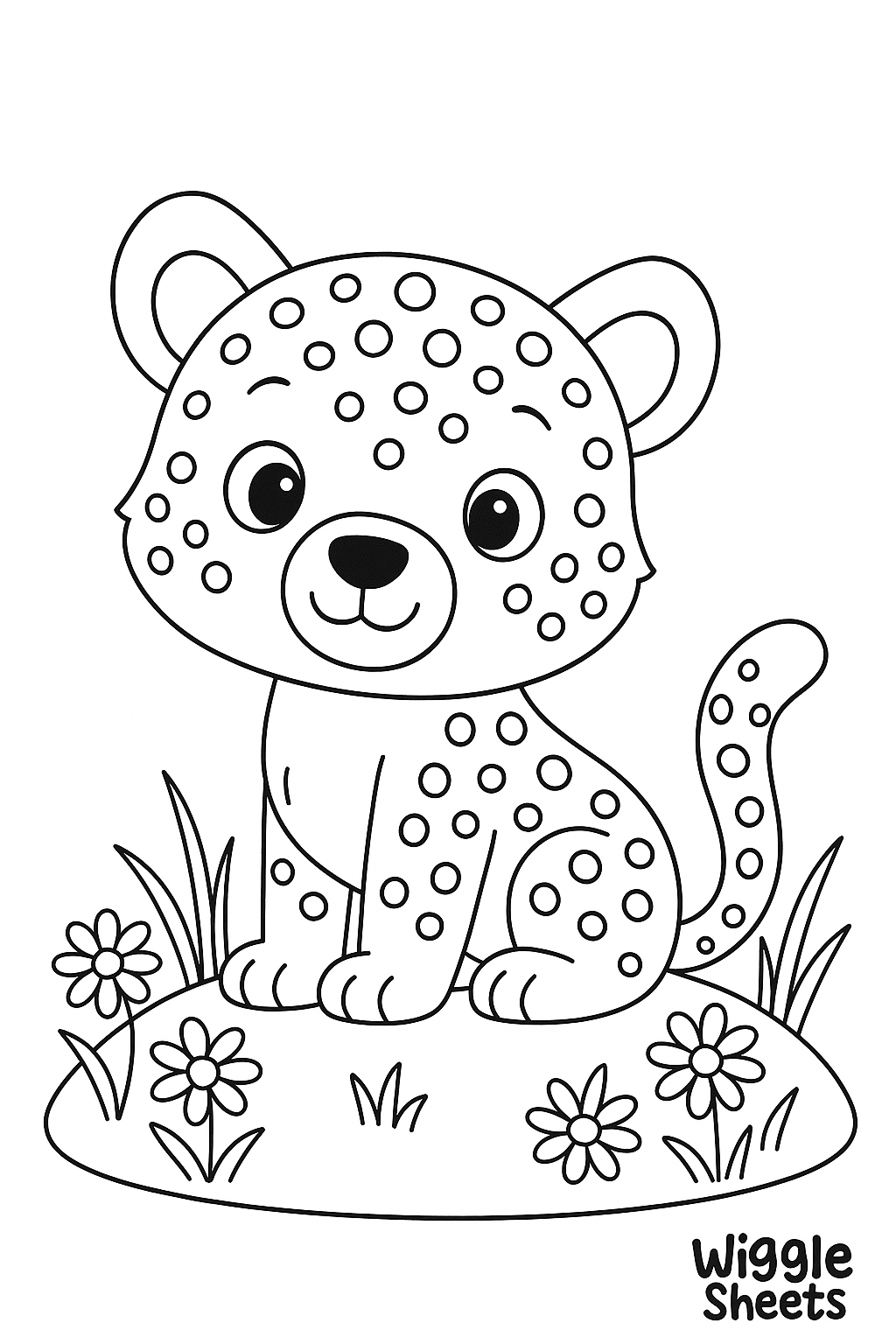 Cute Cheetah Cub Coloring Page