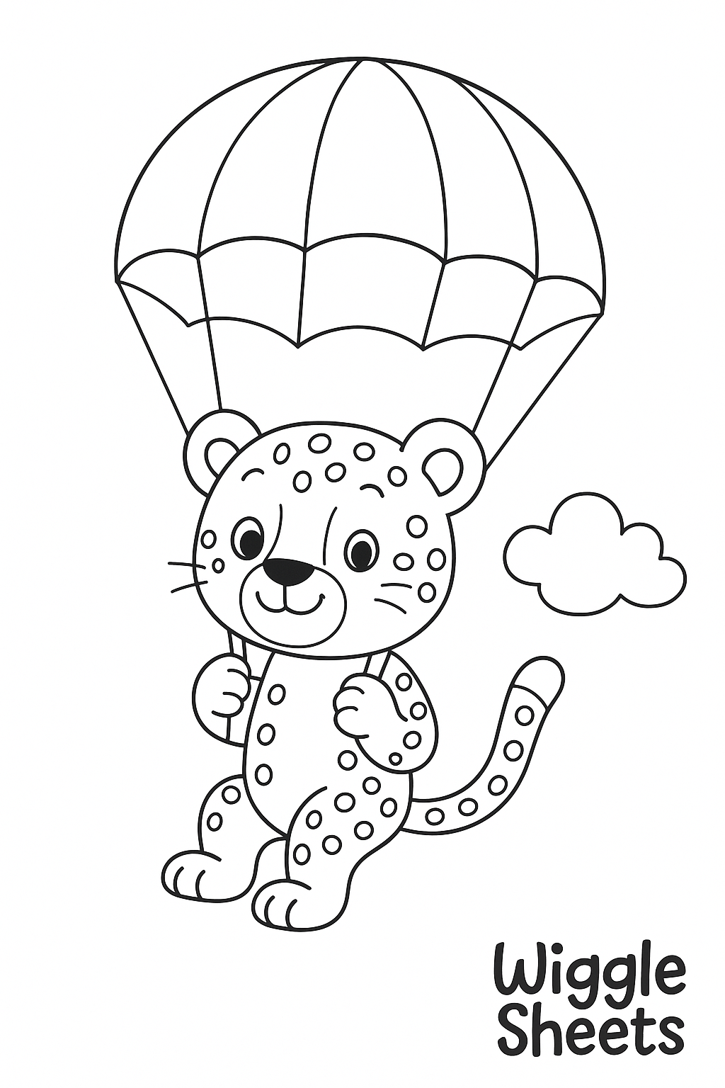 Cute Cheetah Parachute Coloring Page