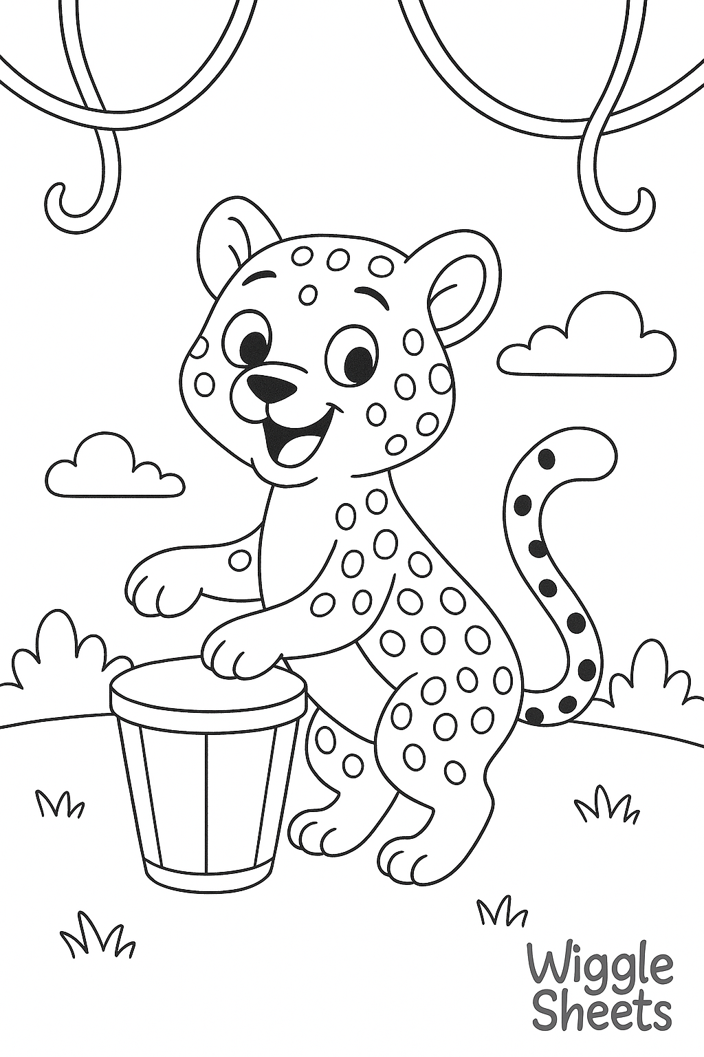 Jungle Drummer Cheetah Coloring Page
