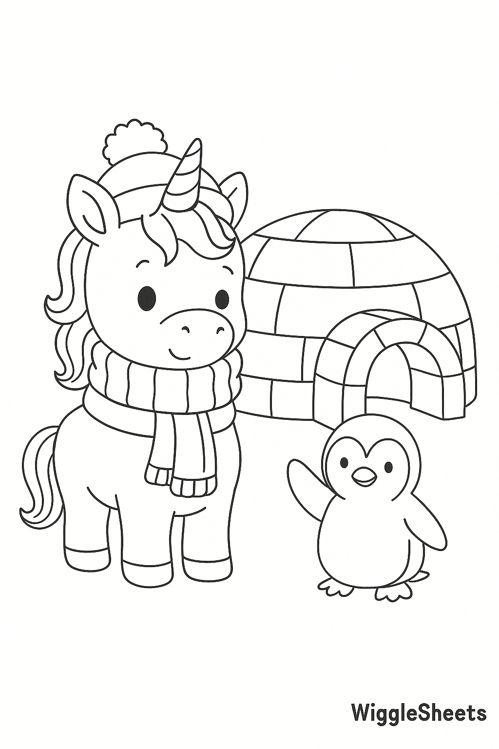 Baby Unicorn Igloo Chill Coloring Page
