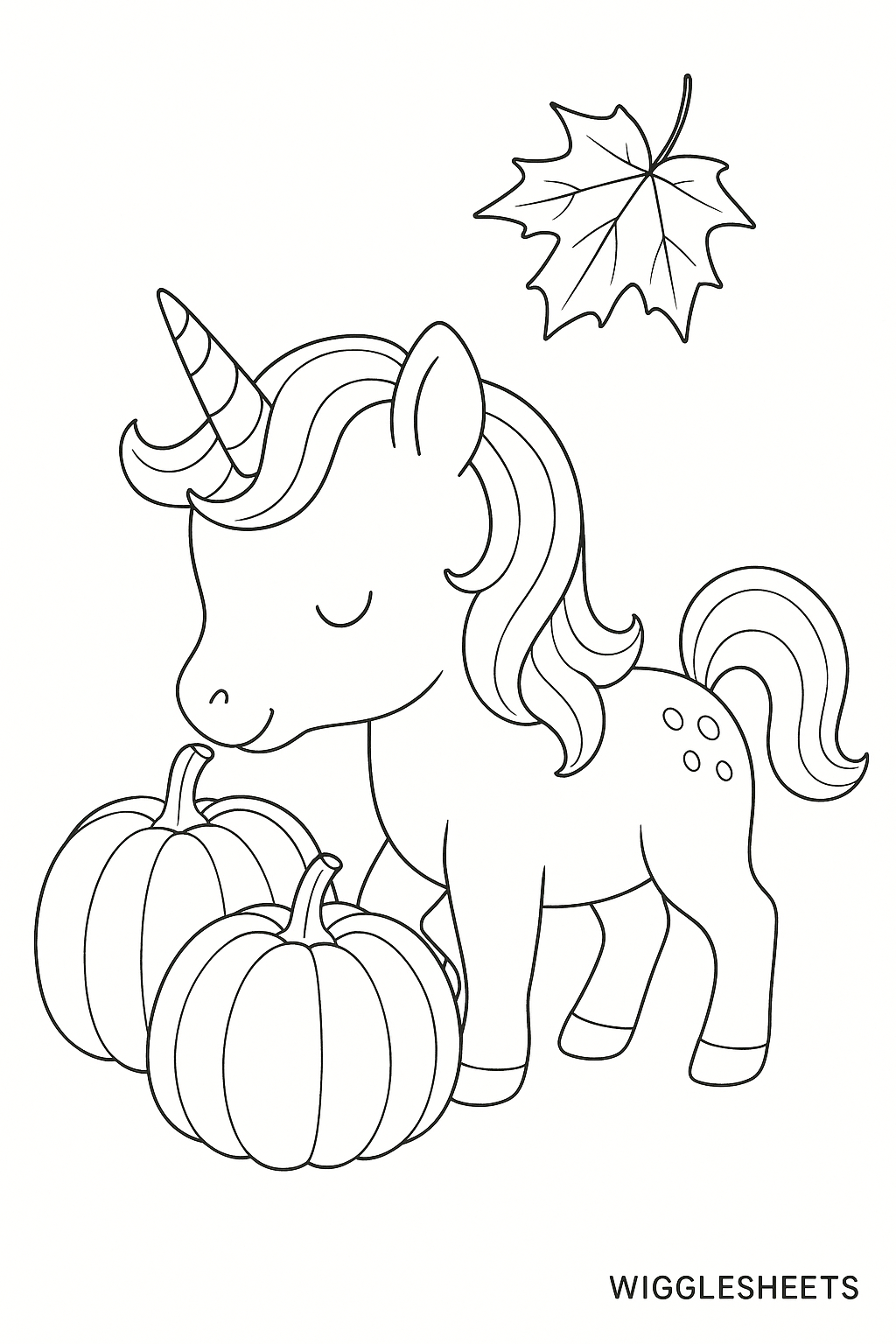 Baby Unicorn Pumpkin Patch Coloring Page