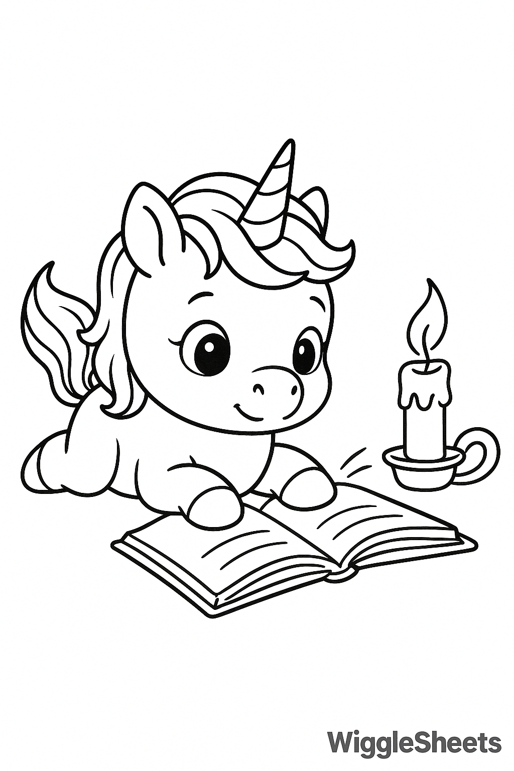 Baby Unicorn Storytime Glow Coloring Page