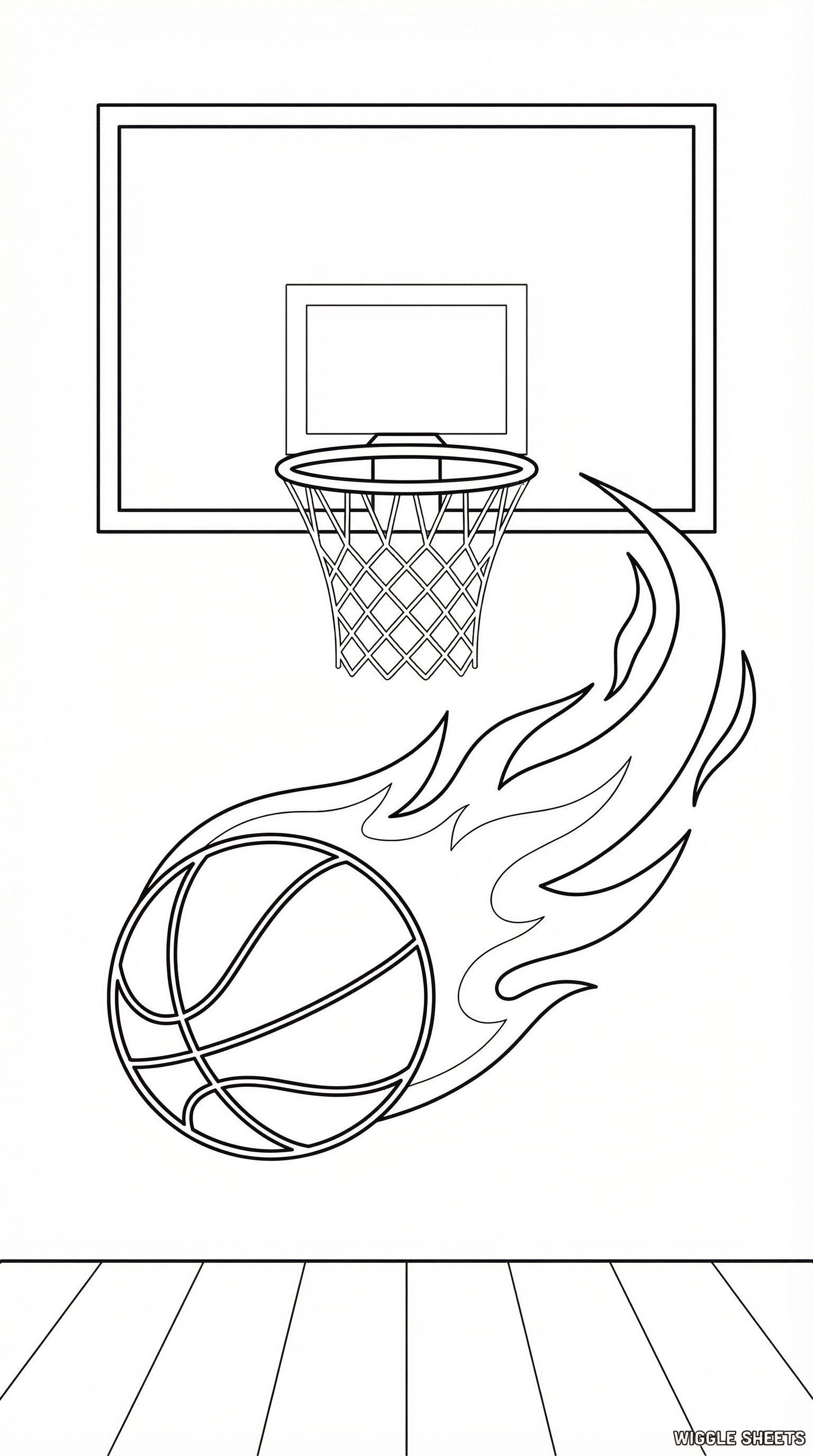 Basketball on Fire Coloring Page