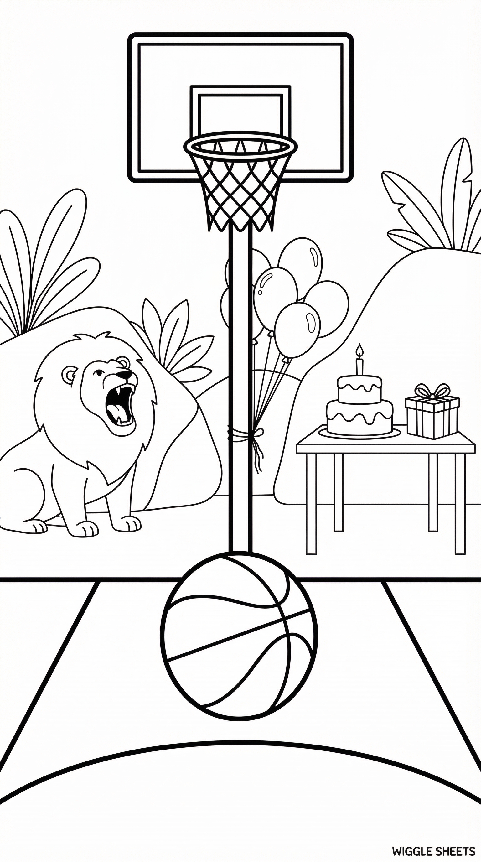 Basketball Party Coloring Page