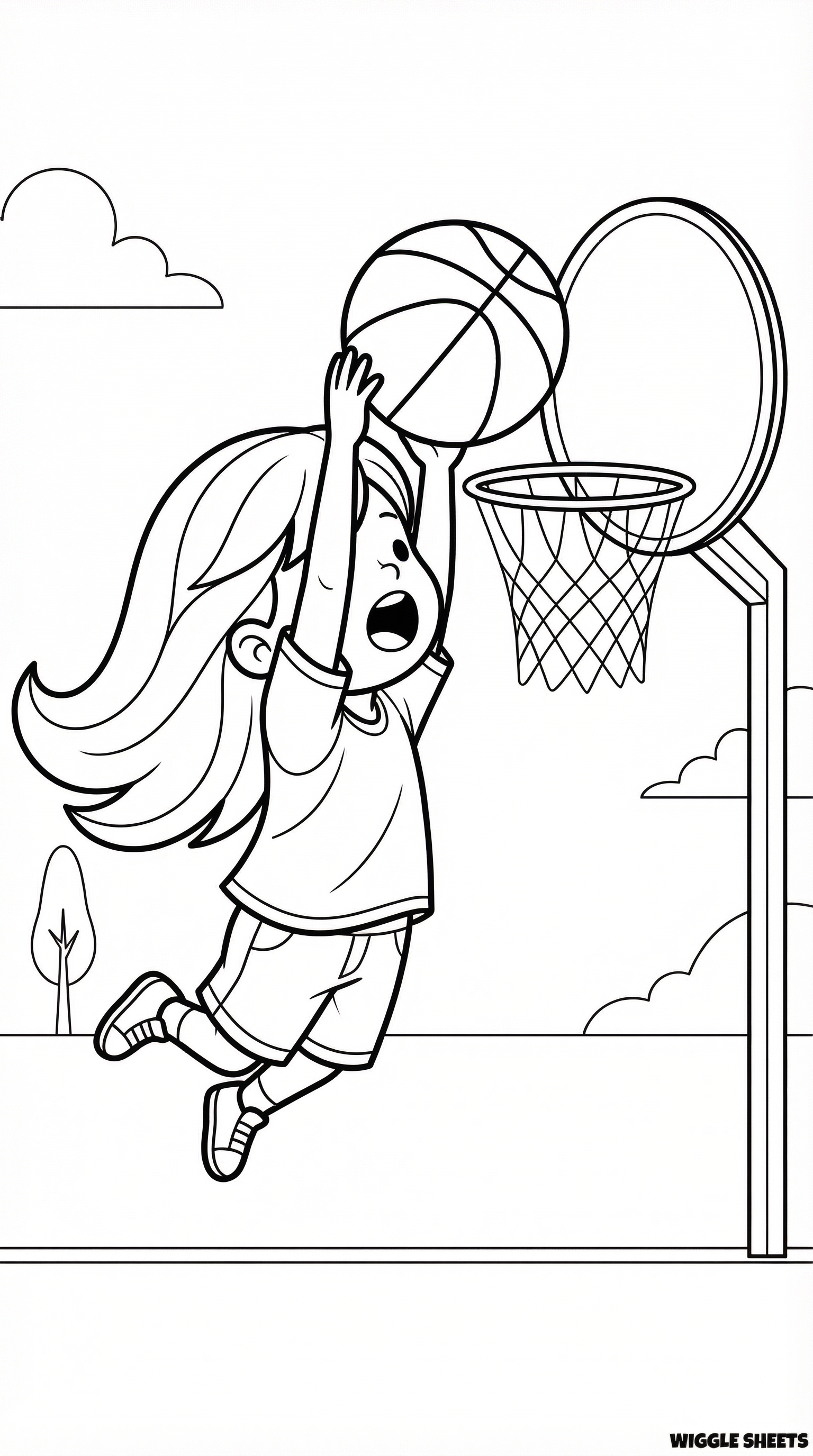 Simple Slam Dunk Coloring Page
