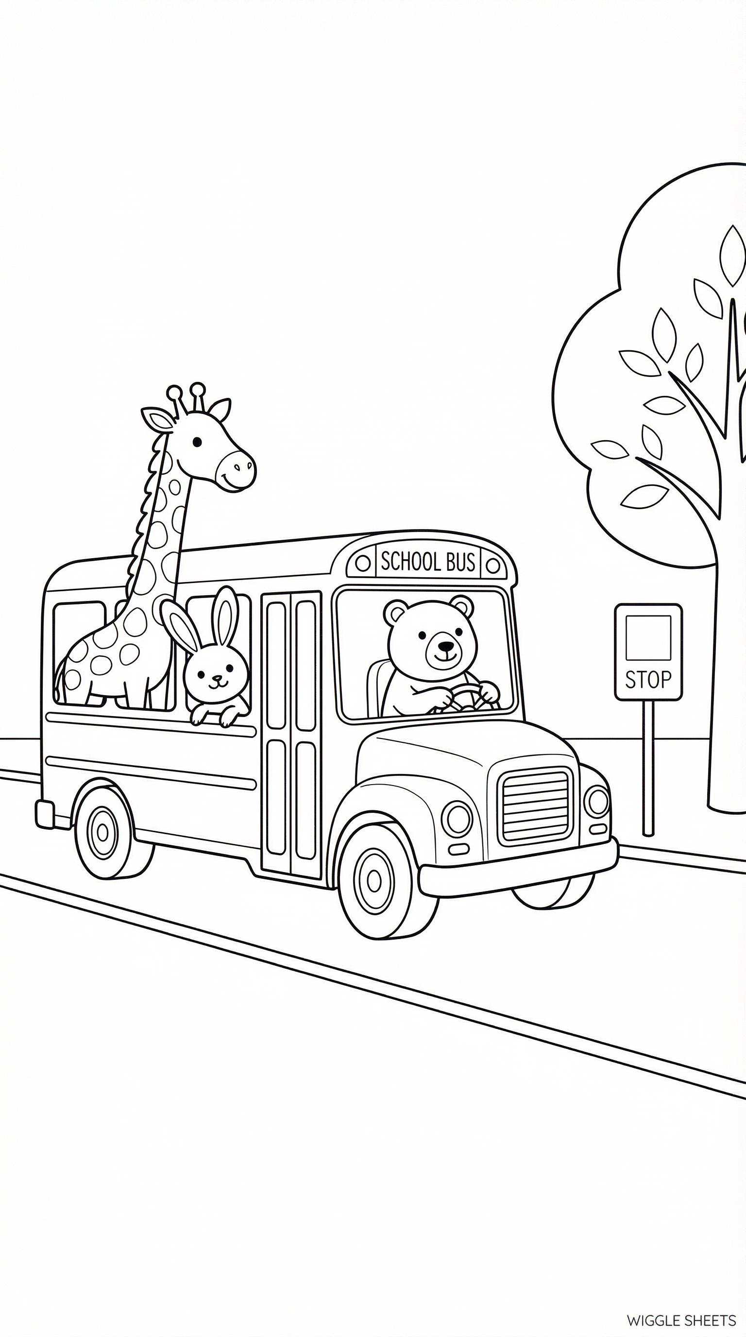 Animal Bus Coloring Page