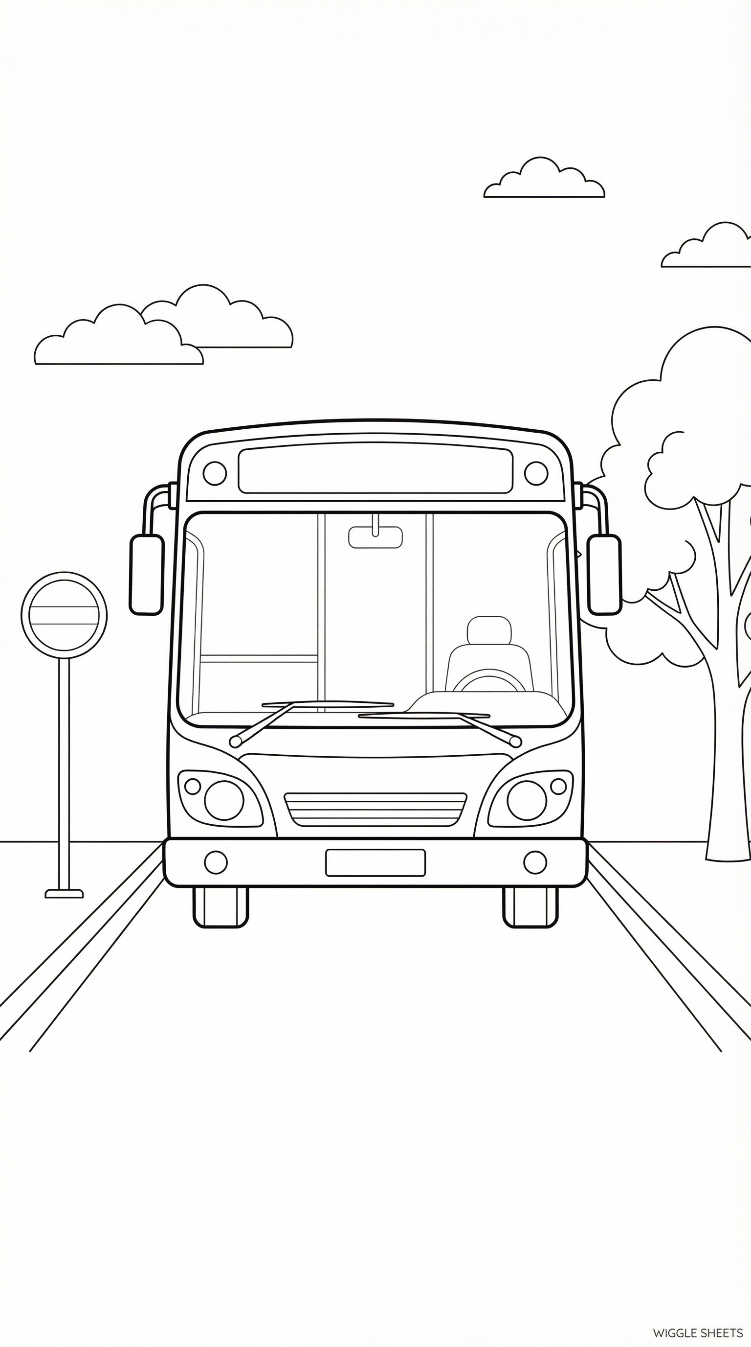 Bus Front View Coloring Page