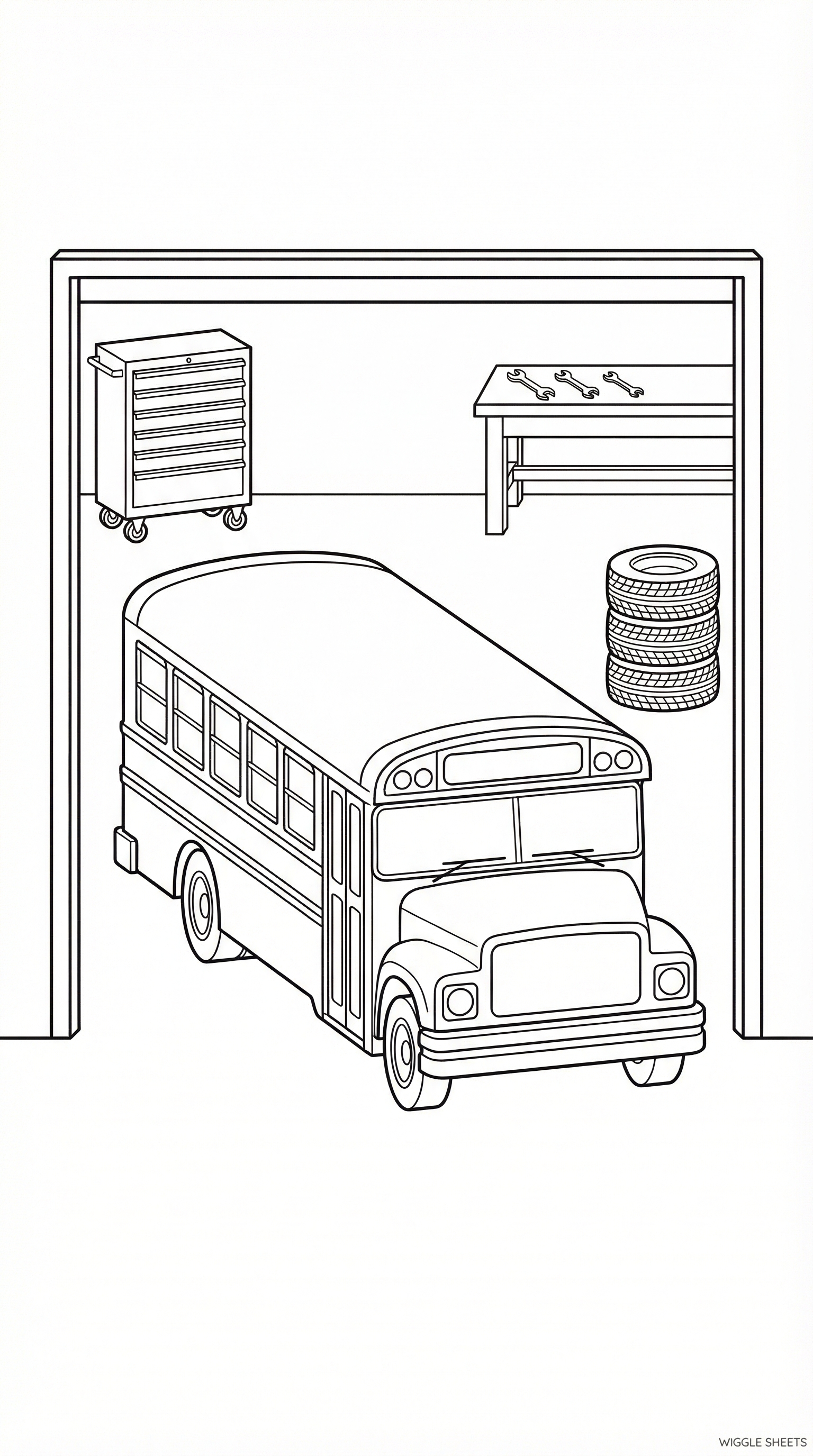 Bus Garage Coloring Page