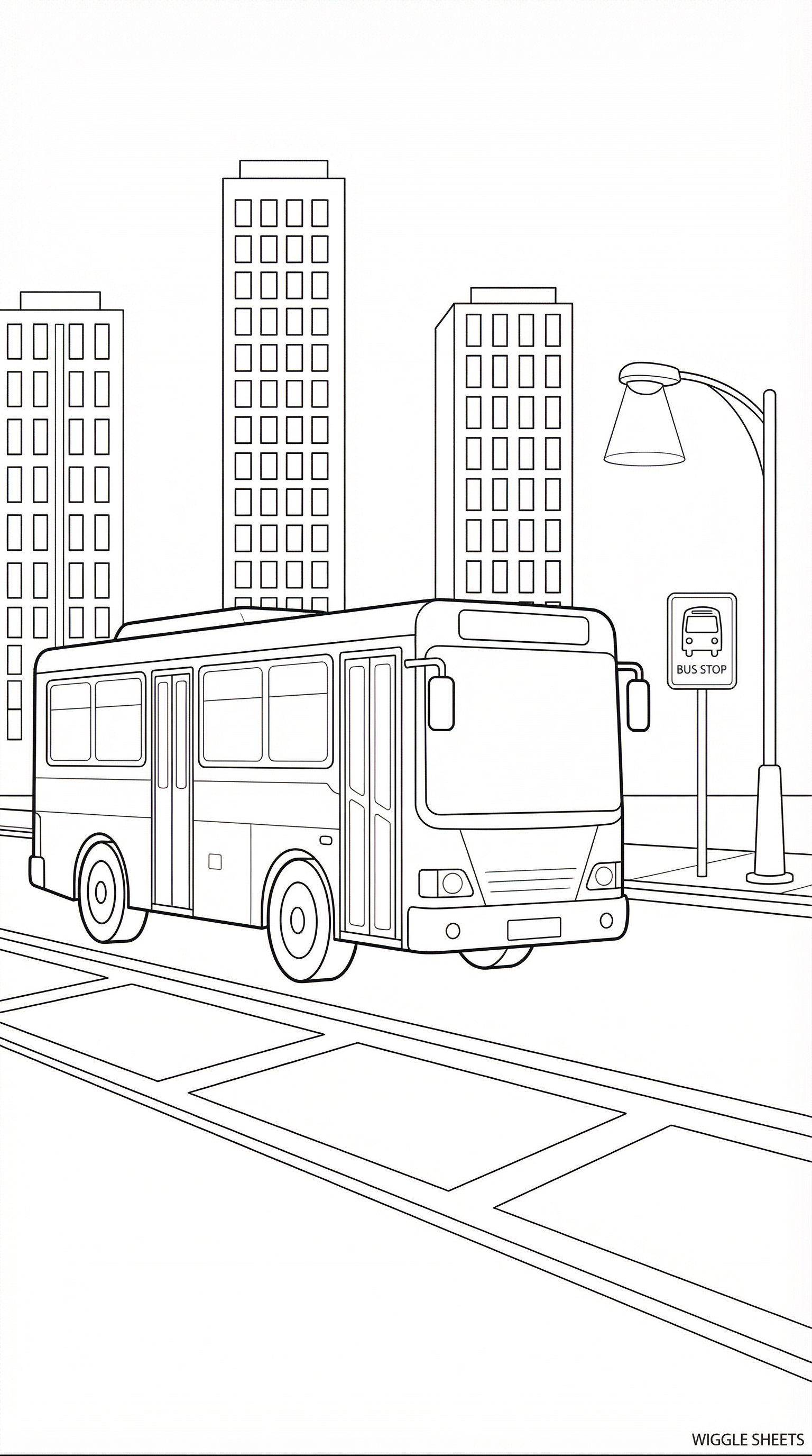 Bus in City Coloring Page