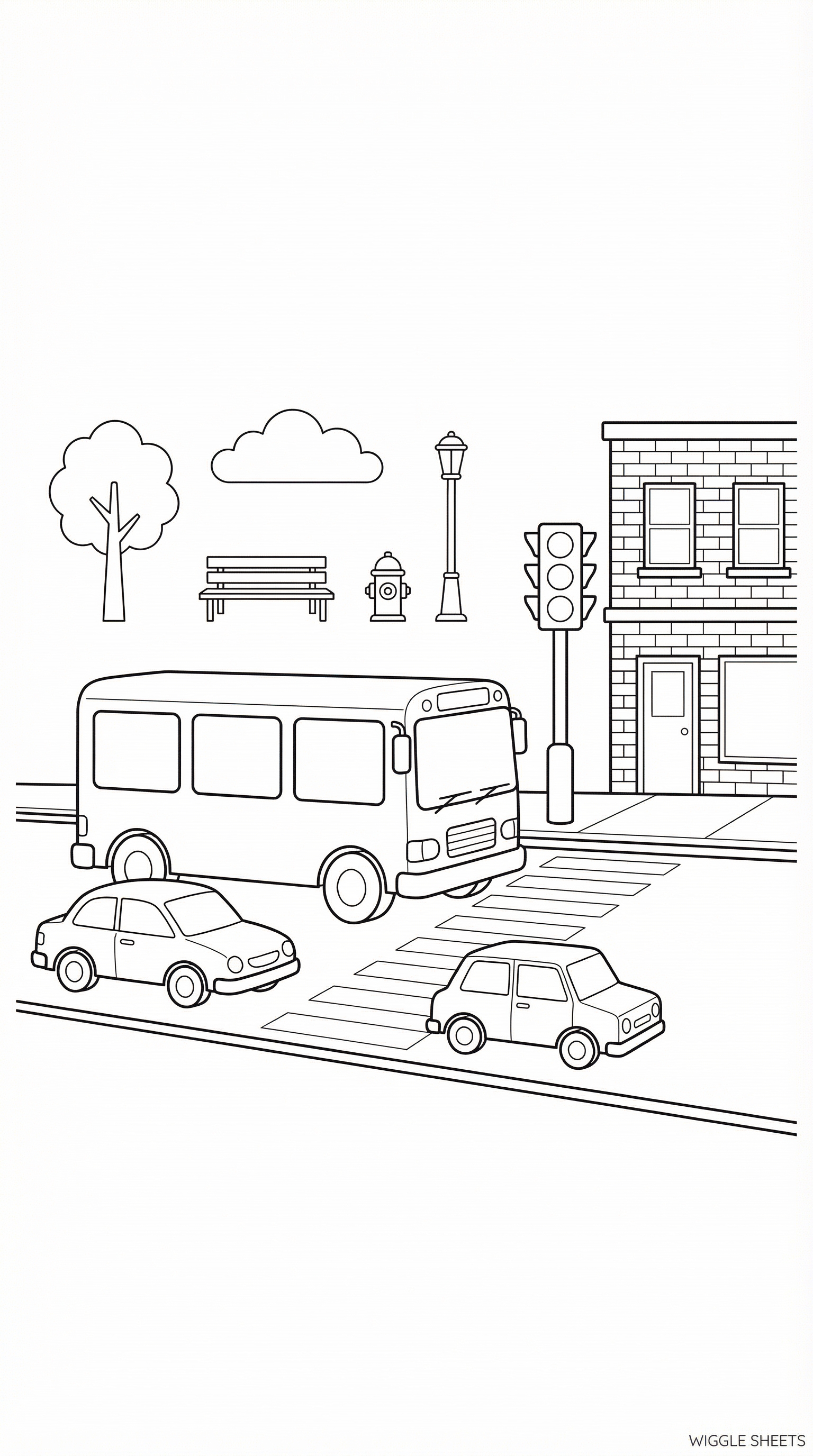 Bus in Traffic Coloring Page