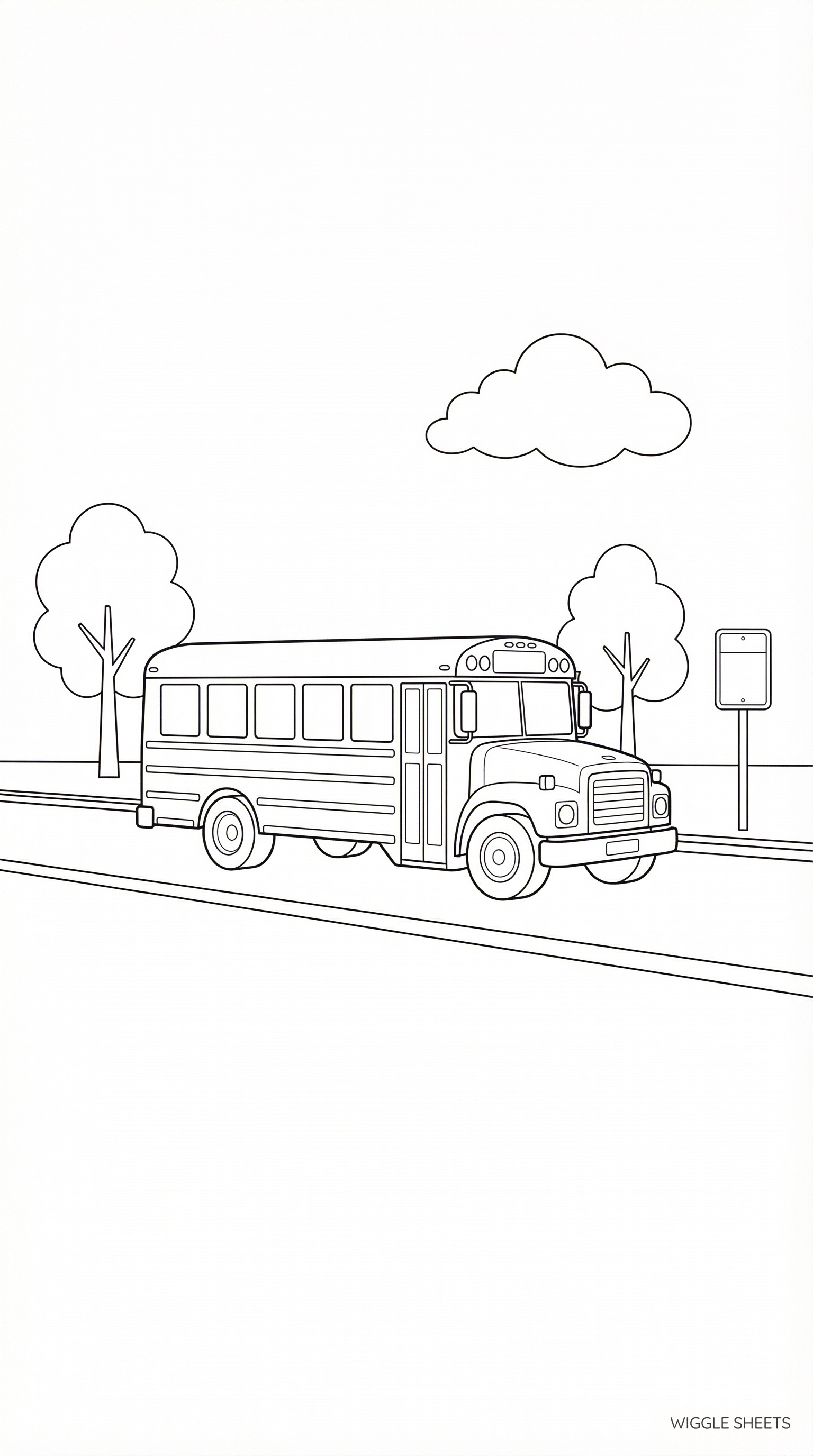 Bus on Road Coloring Page