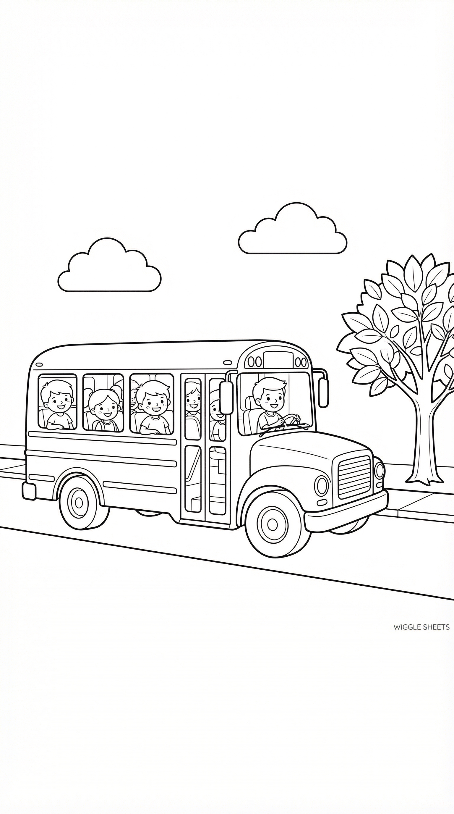 Bus with Kids Coloring Page