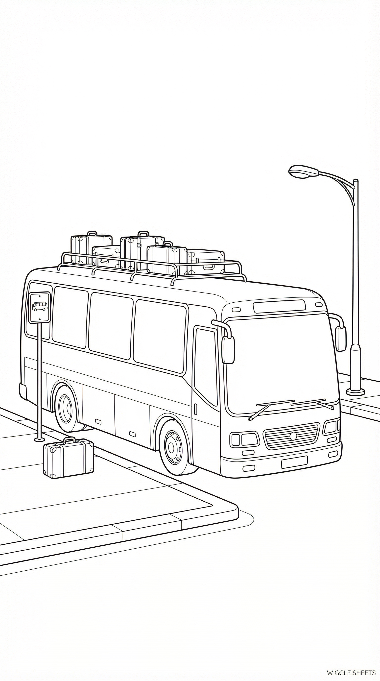 Bus with Luggage Coloring Page