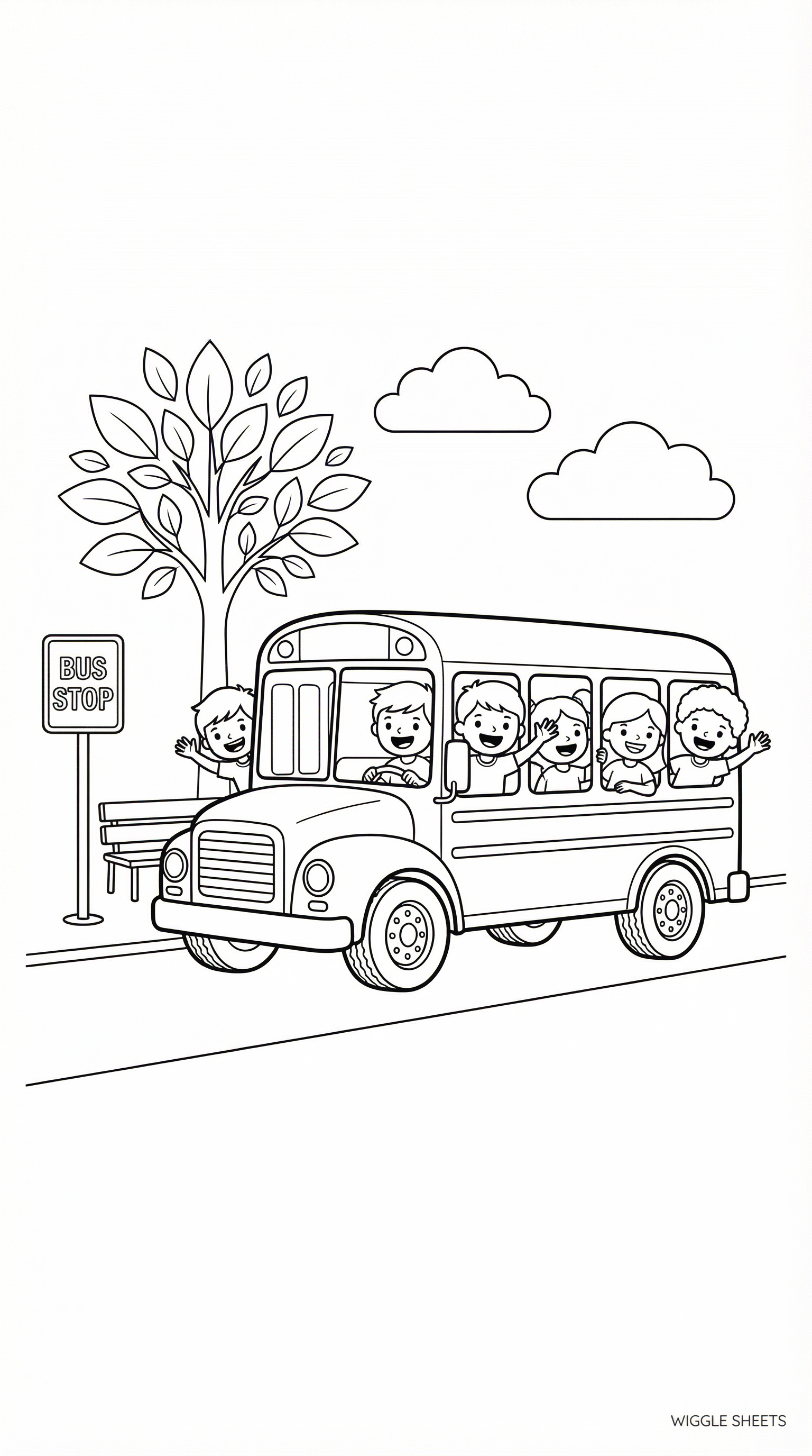 Happy Bus Coloring Page