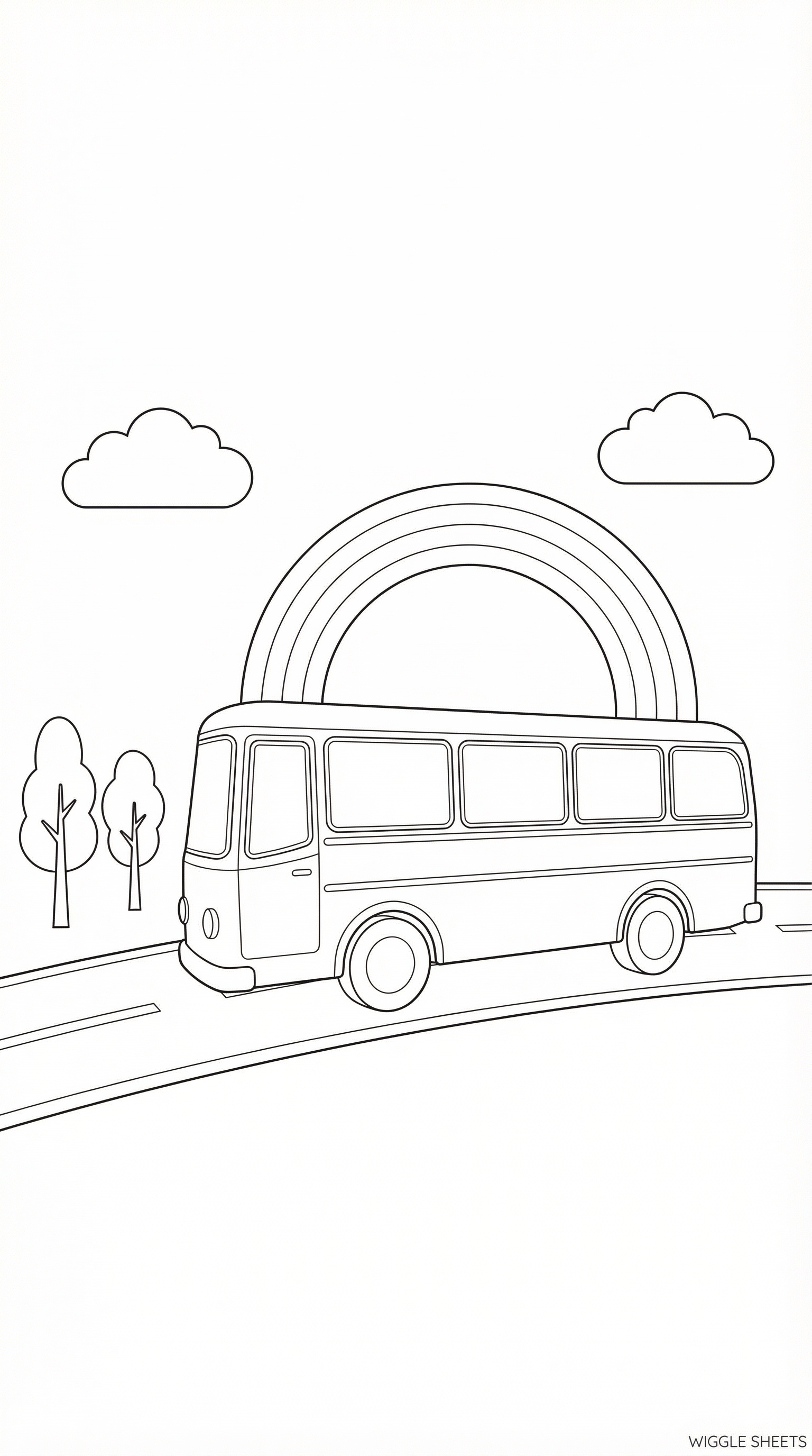 Rainbow Bus Coloring Page
