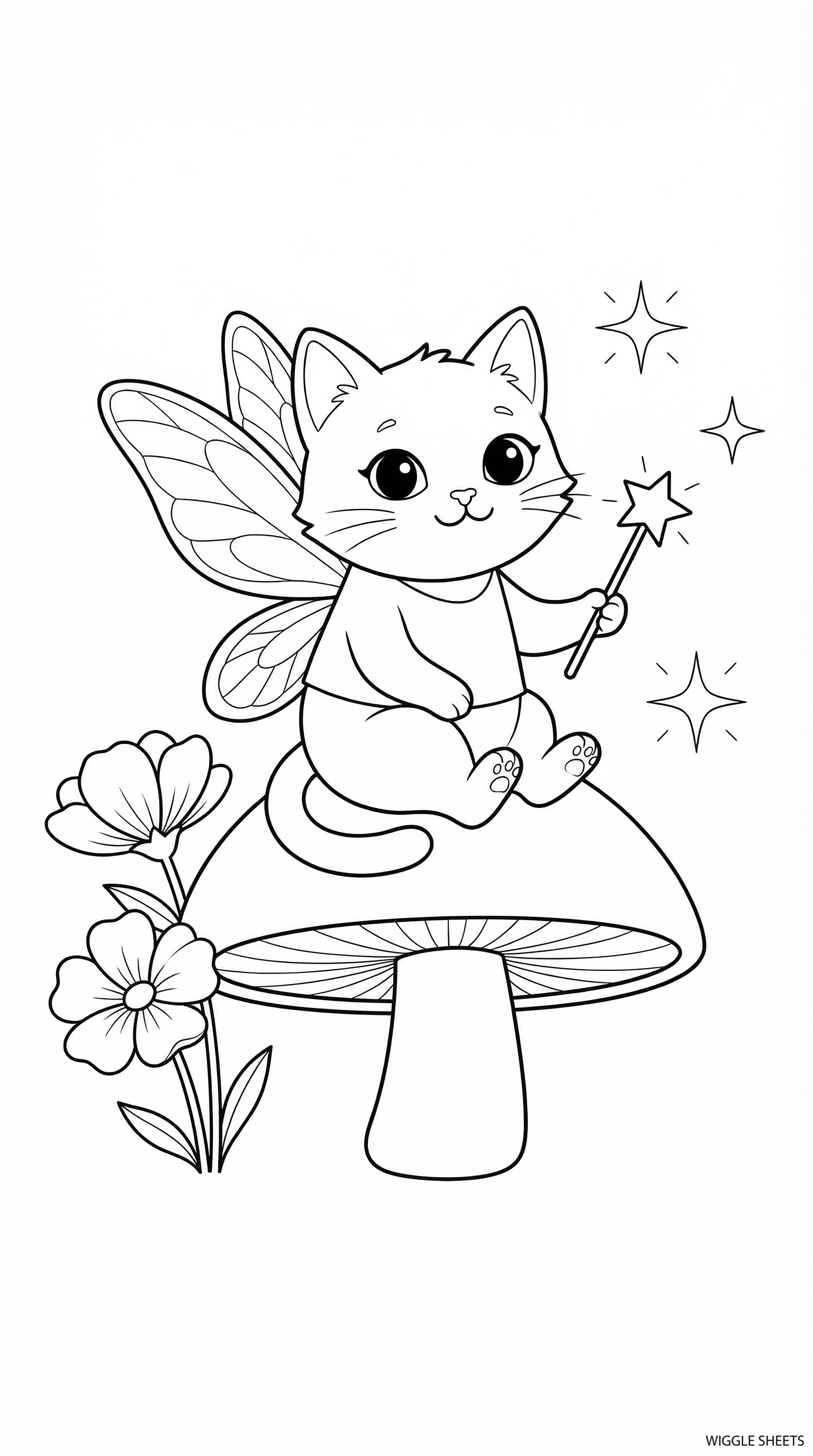 Cat Fairy Coloring Page