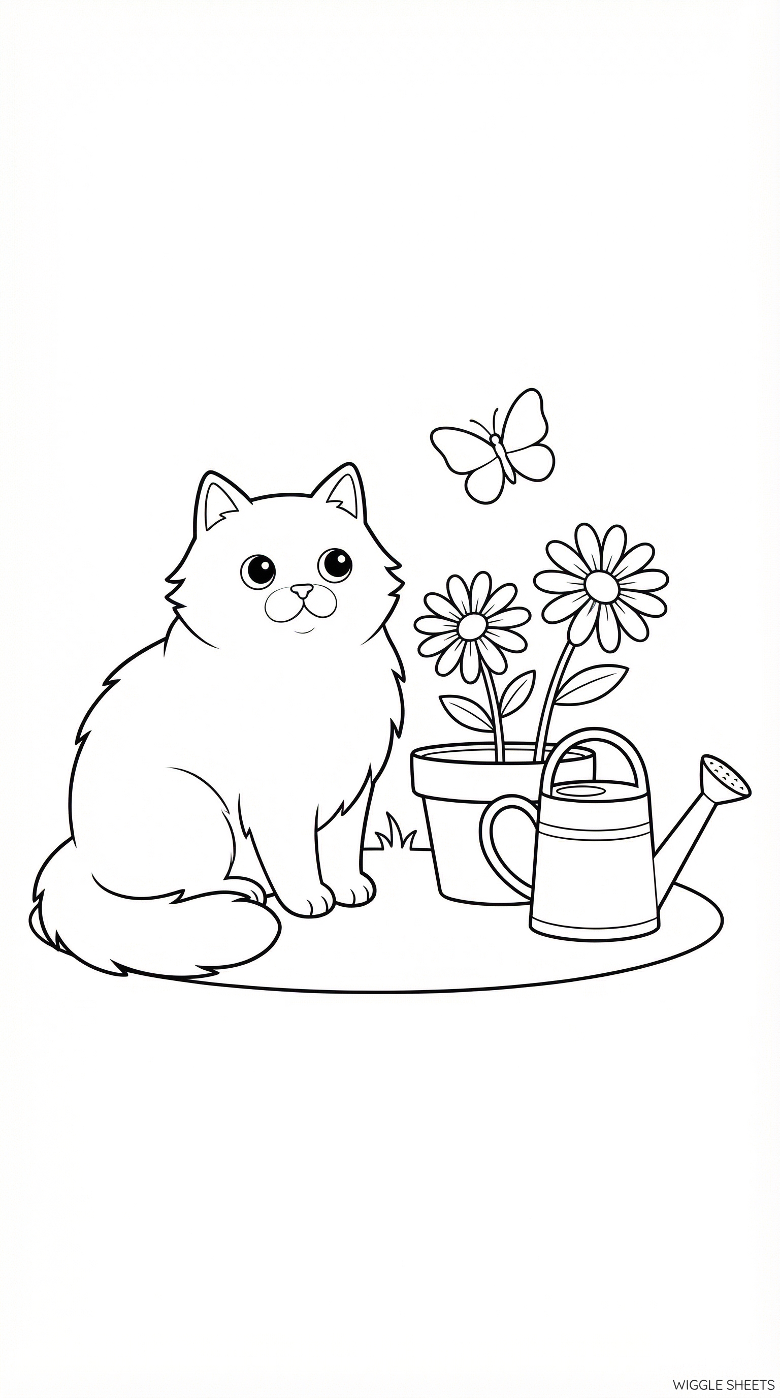 Cat in Garden Coloring Page