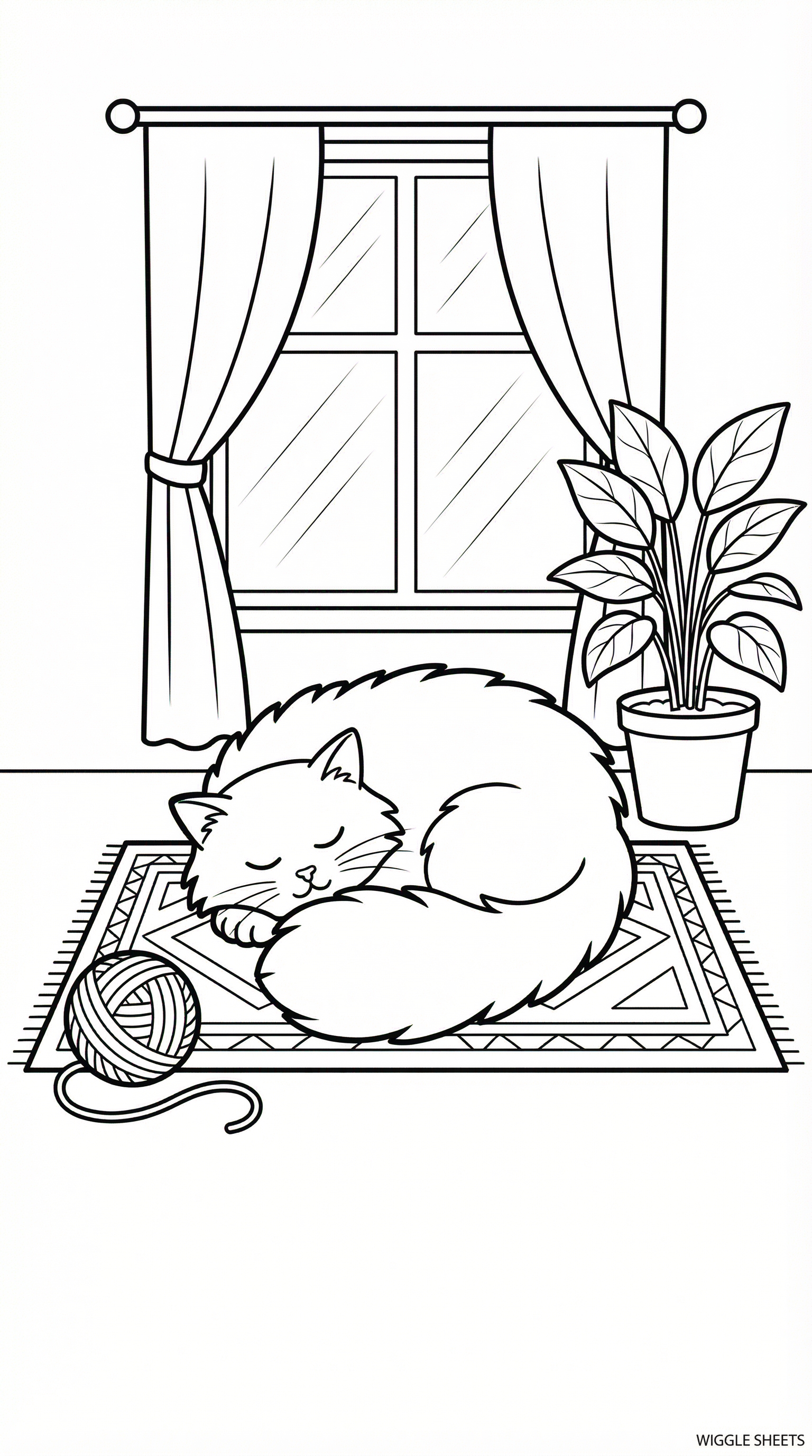 Cat in House Coloring Page