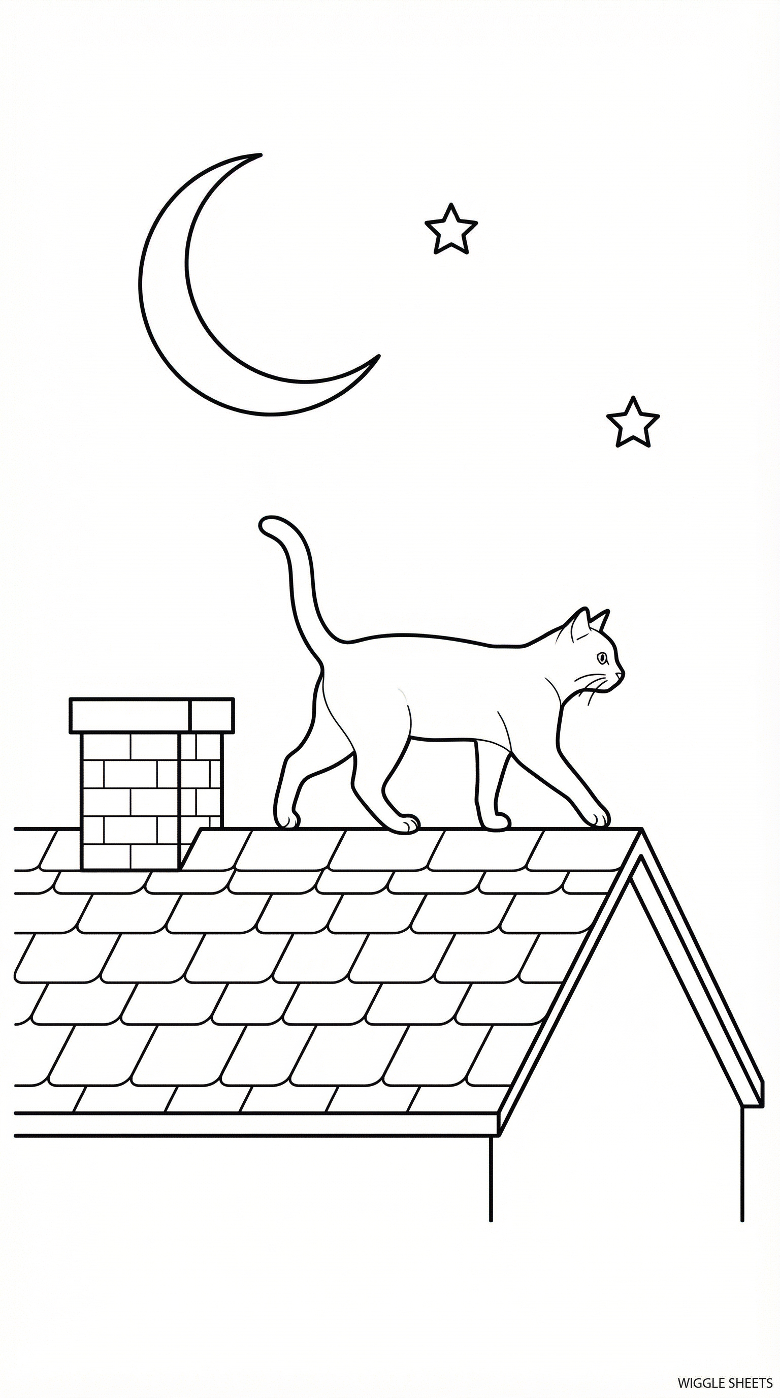 Cat on Roof Coloring Page
