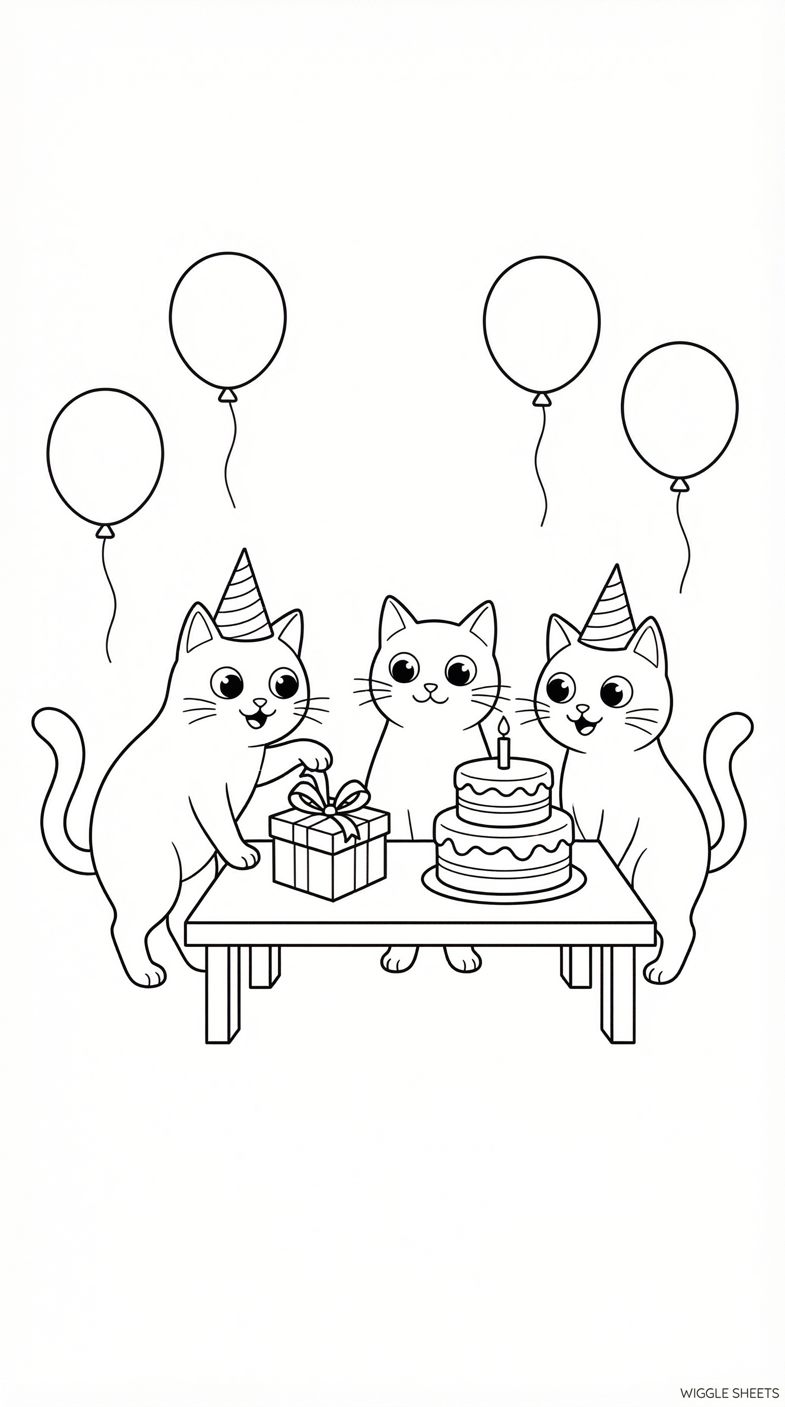 Cat Party Coloring Page
