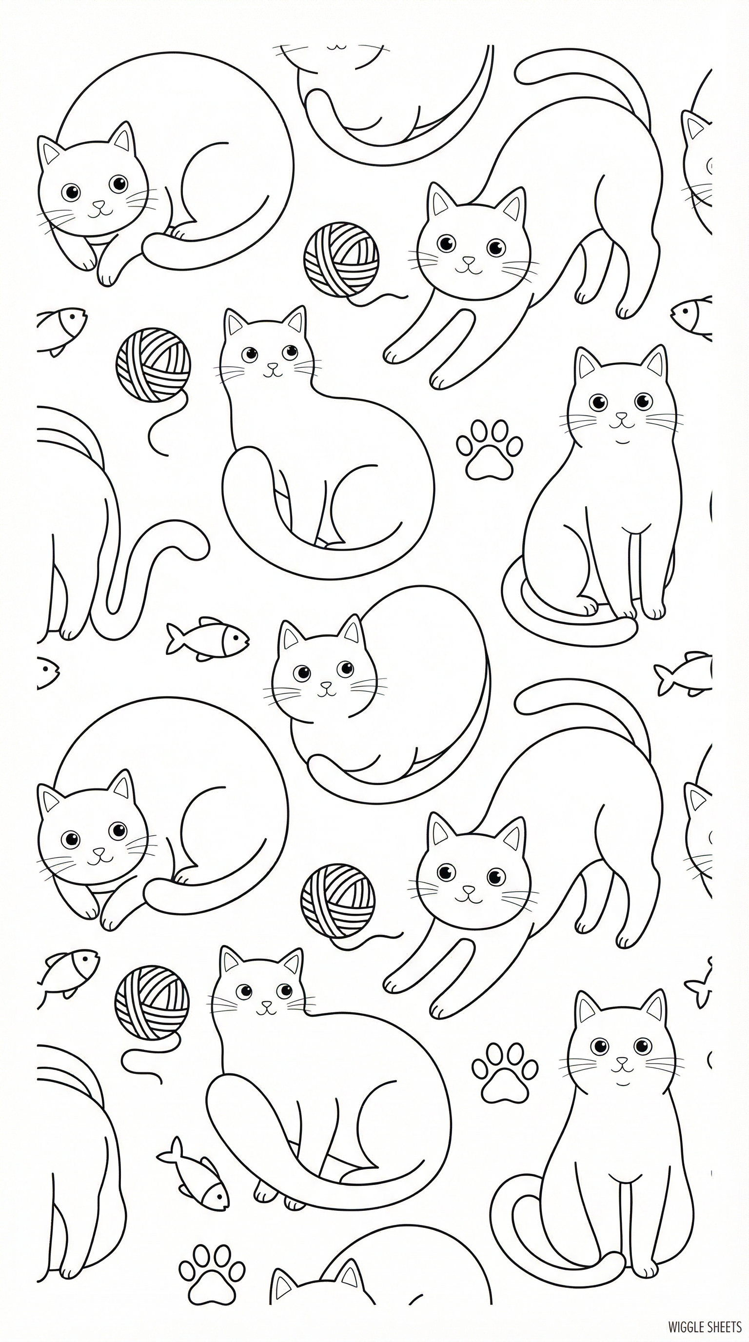 Cat Pattern Coloring Page