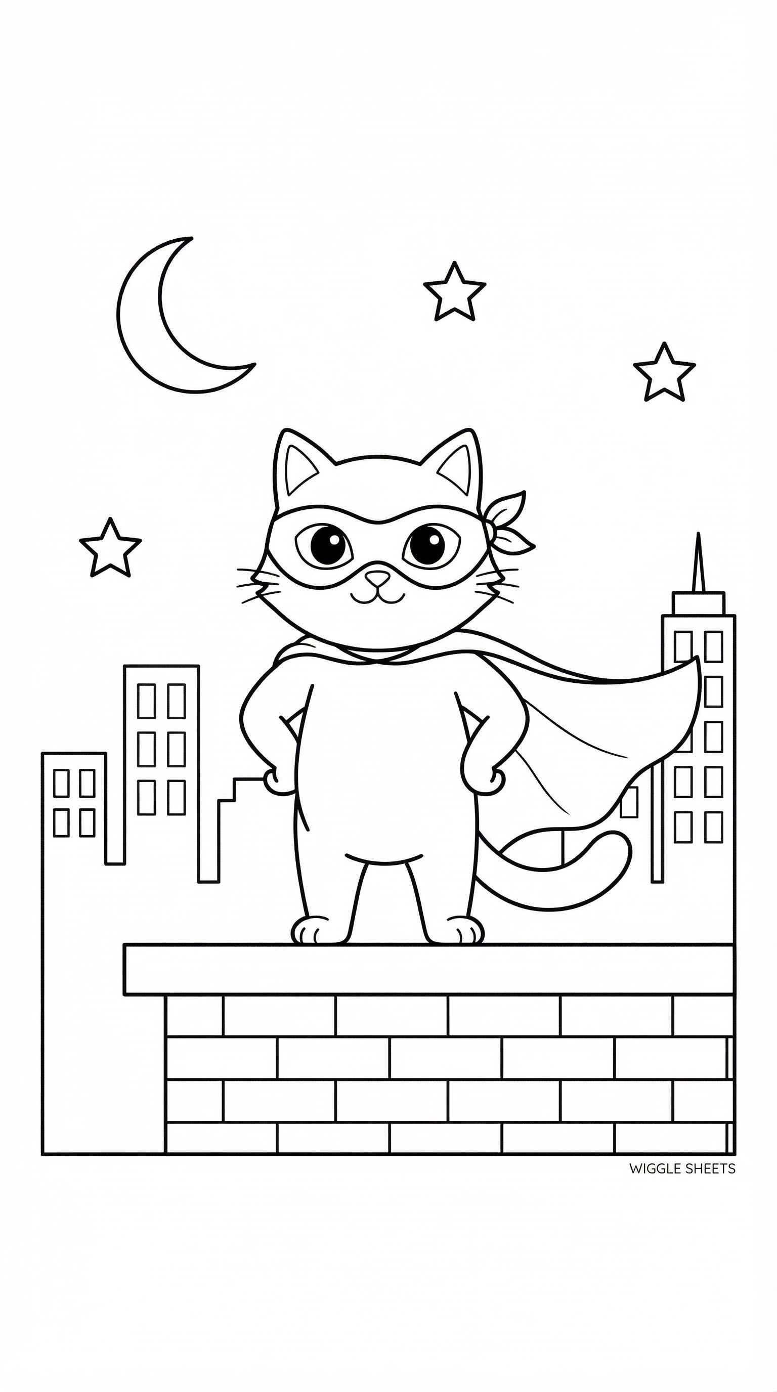 Cat Superhero Coloring Page
