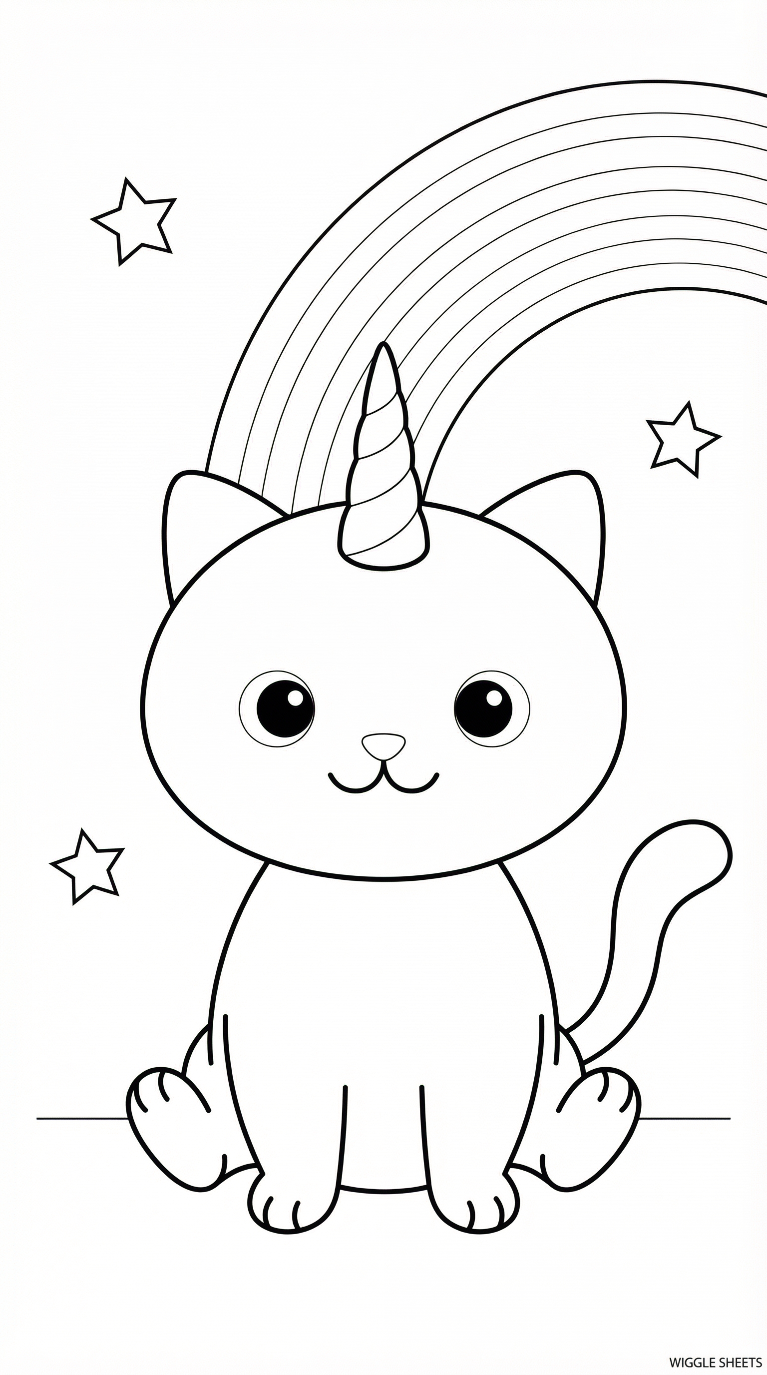 Cat Unicorn Coloring Page