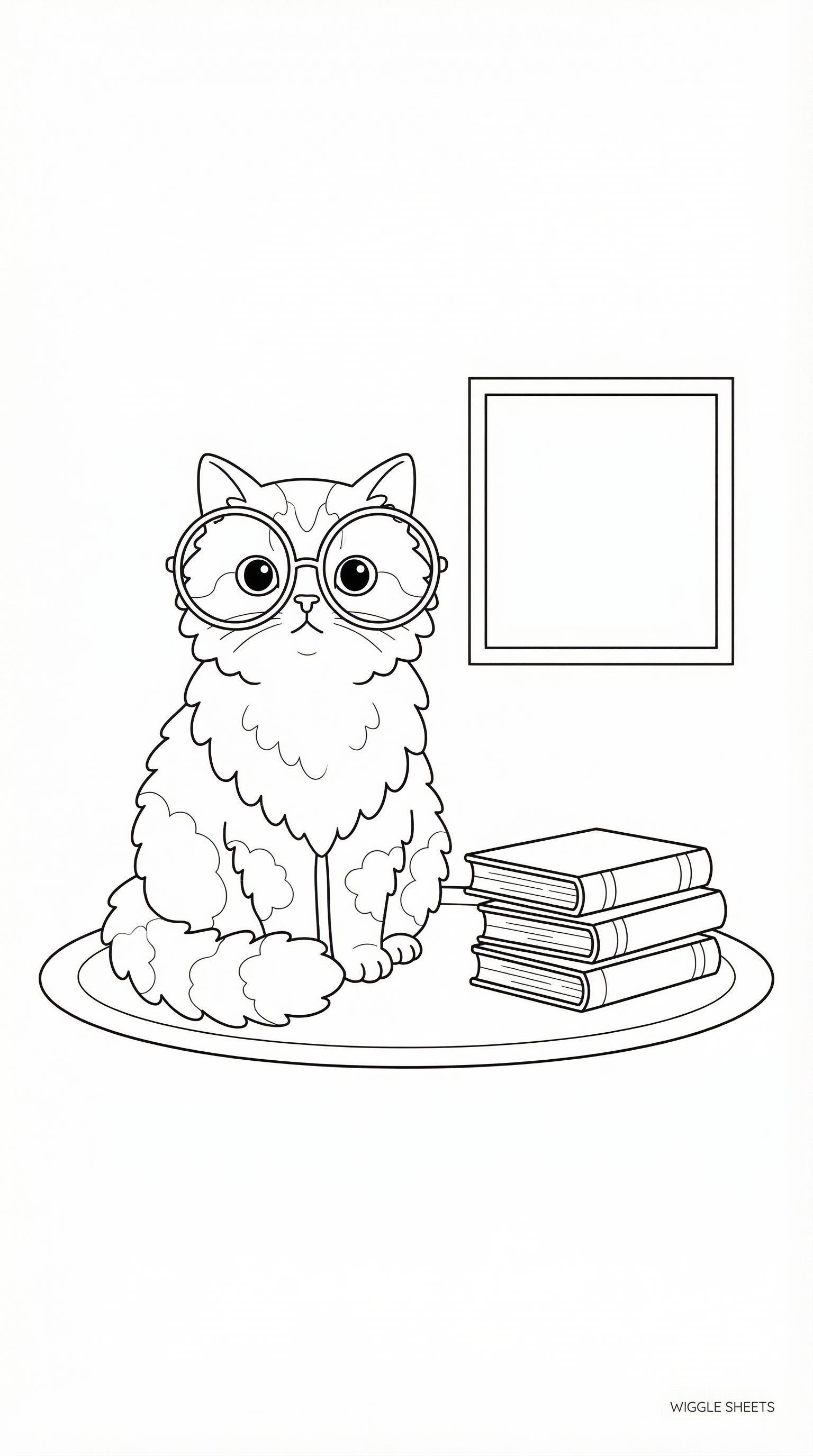 Cat with Glasses Coloring Page
