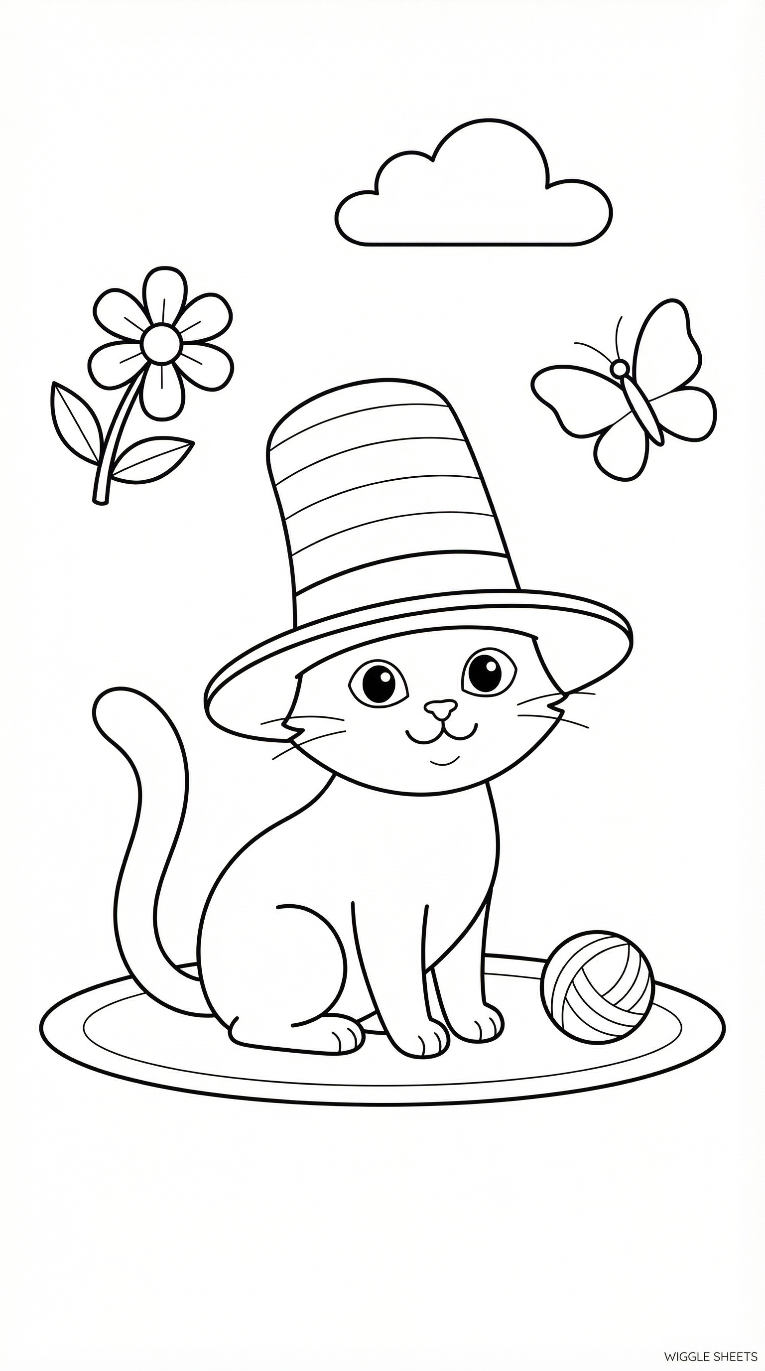 Cat with Hat Coloring Page