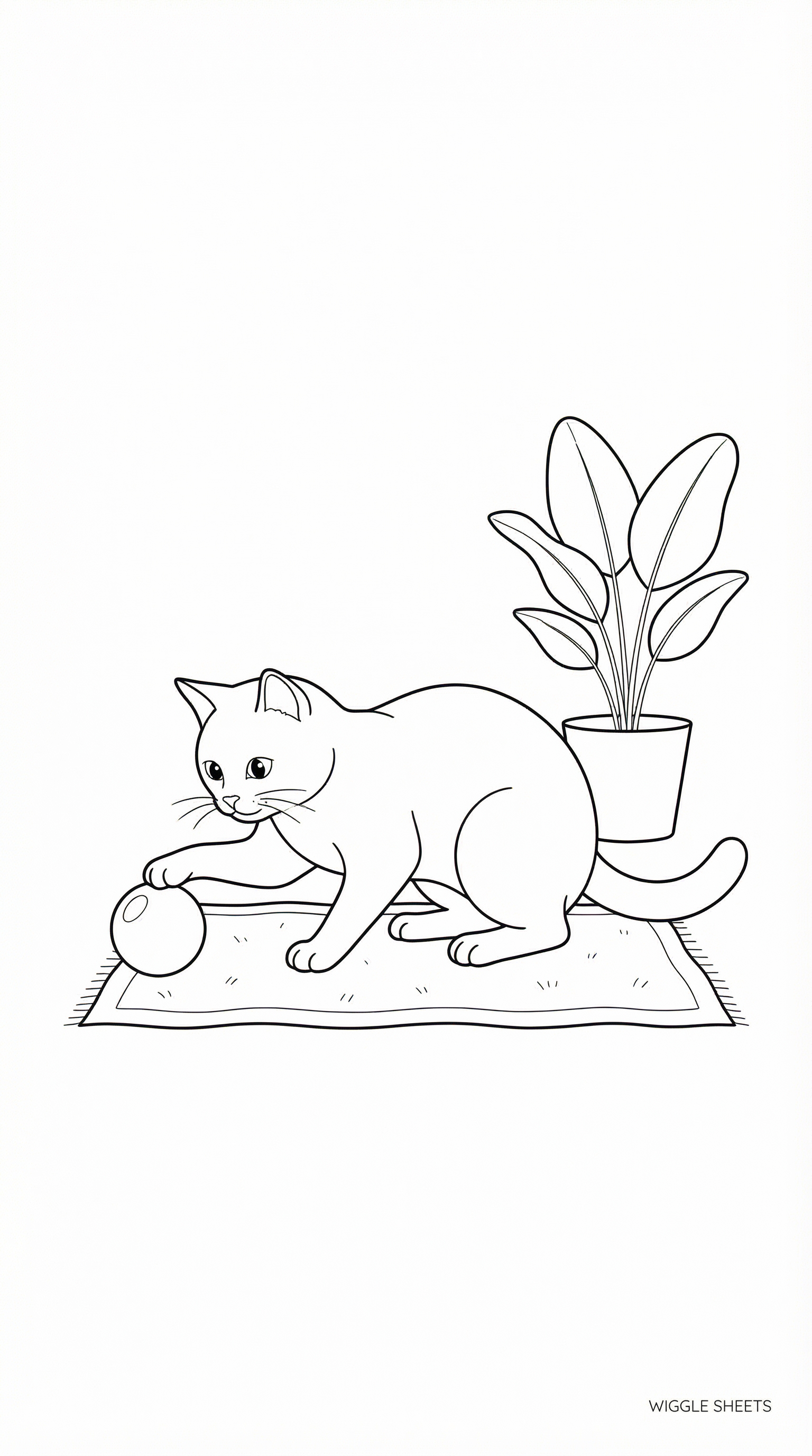 Cat with Toy Coloring Page