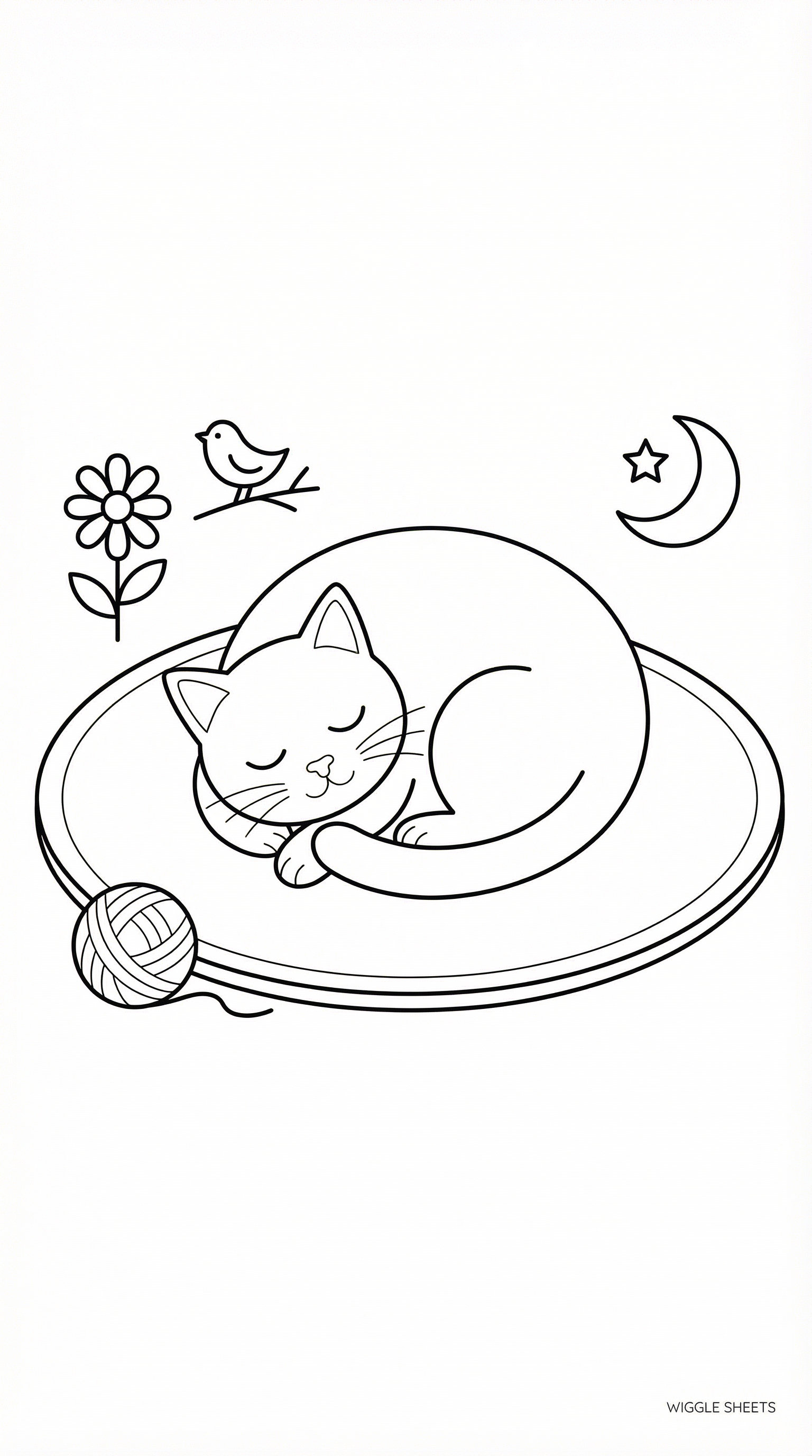 Sleeping Cat Coloring Page